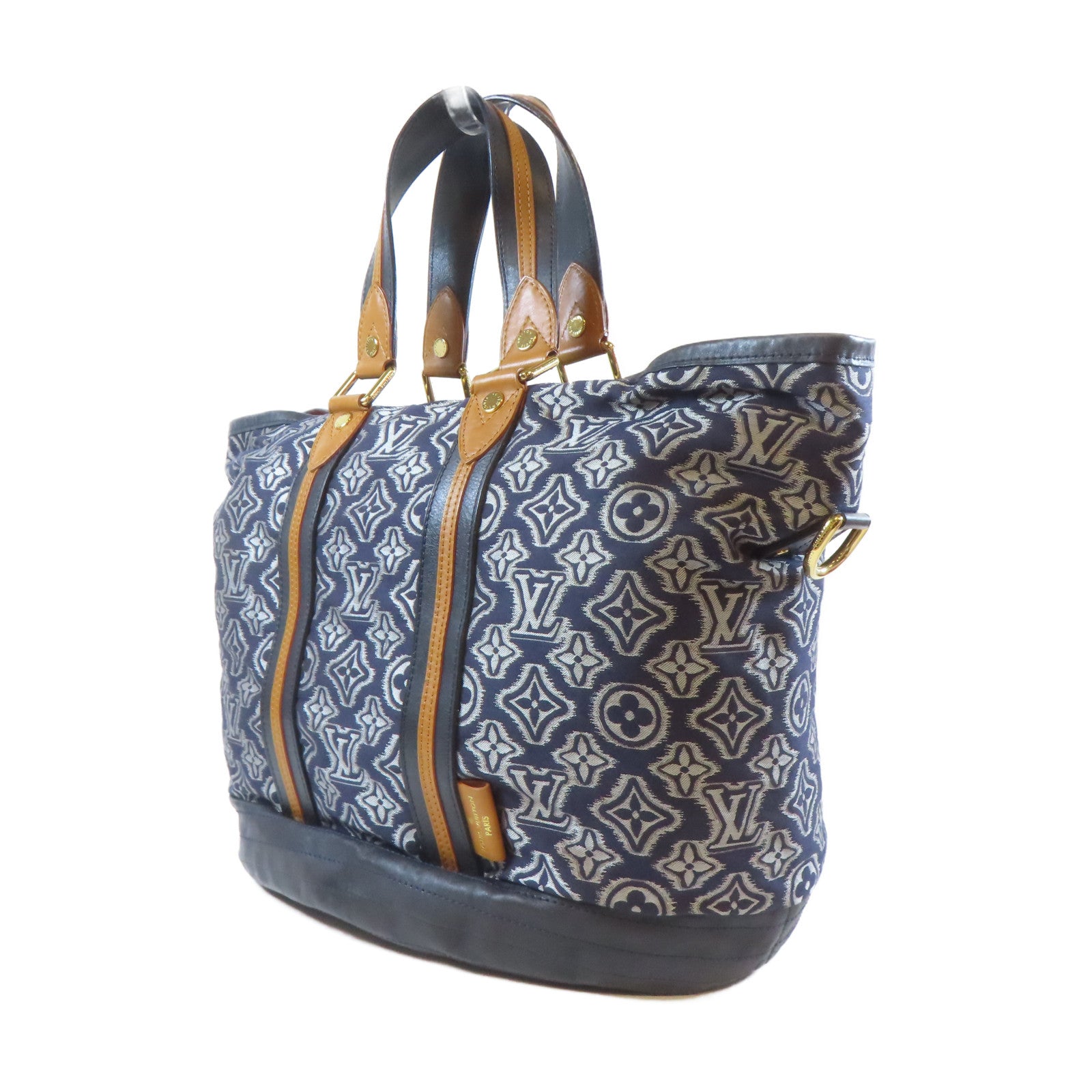 LOUIS VUITTON 【激減優惠】帆布/皮革Aviator Shoulder Bag金扣手挽肩背兩用袋深藍色/啡色