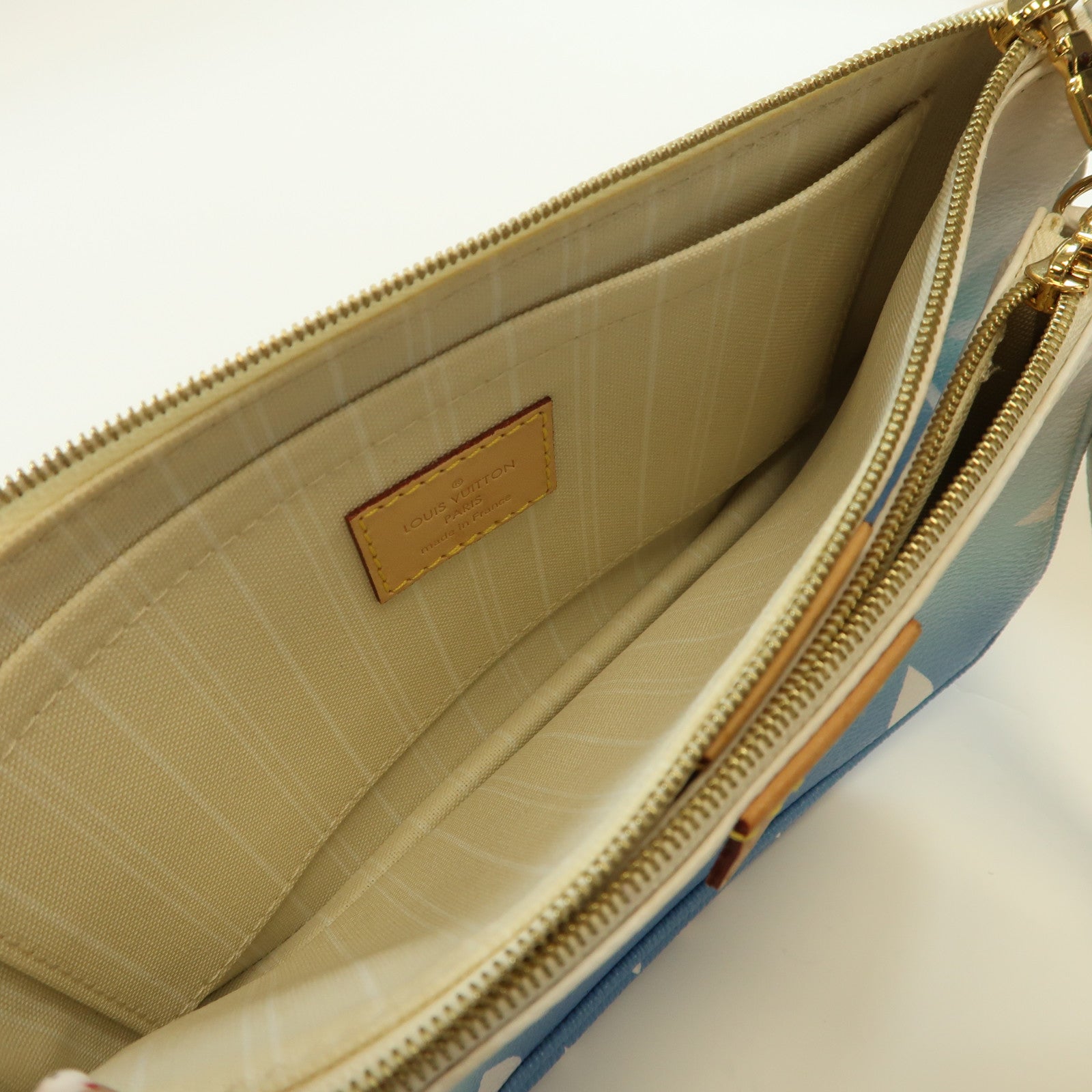 LOUIS VUITTON Monogram Multi Pochette金扣肩背袋藍色/白色