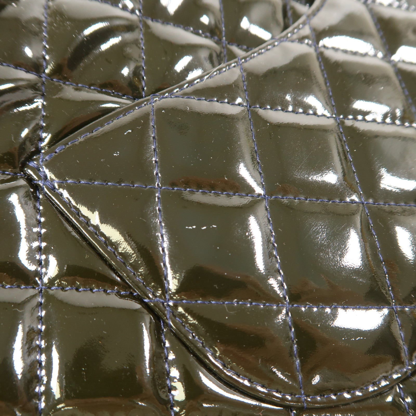 CHANEL 漆皮皮革Classic 25銀扣鏈帶手挽肩背兩用袋