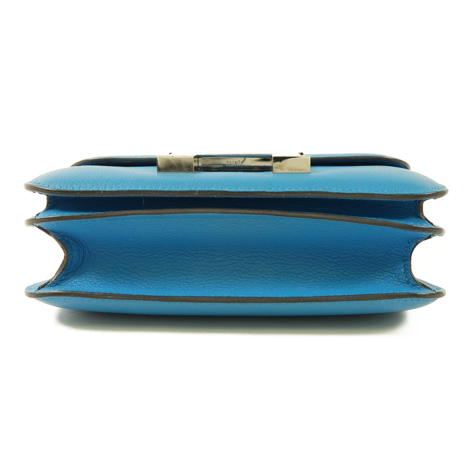 HERMES Evercolor皮革Constance Mini銀扣肩背袋7W Bleu Izmir
