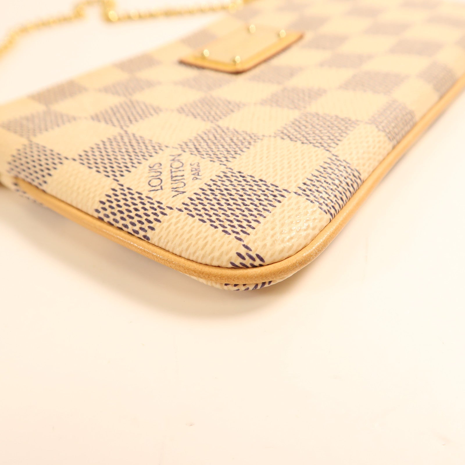 LOUIS VUITTON Damier Azur Shoulder Bag金扣鏈帶肩背袋