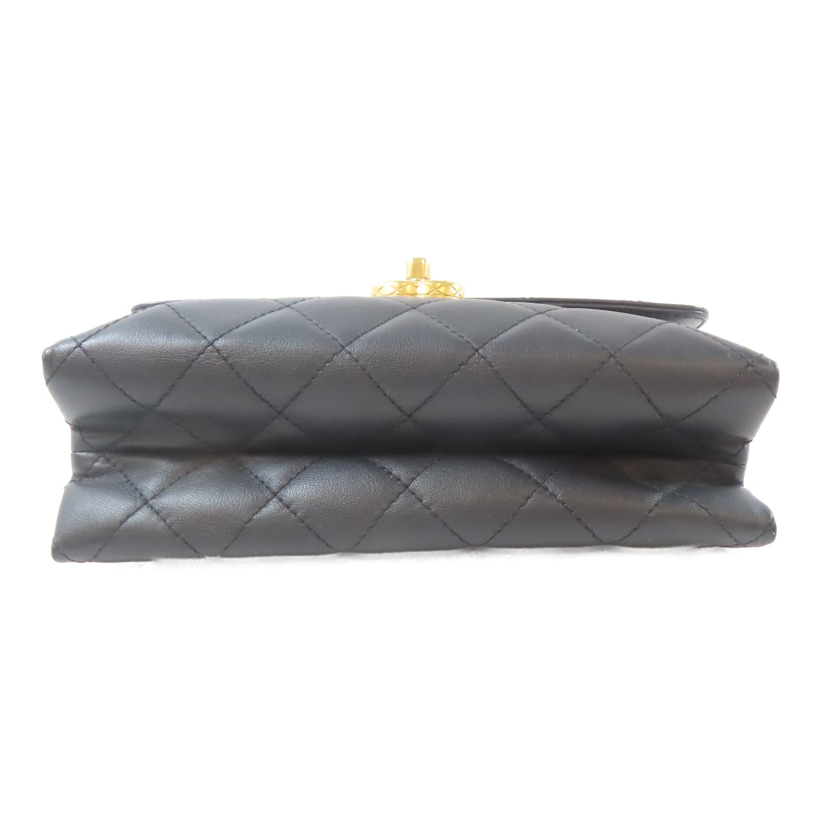 CHANEL 菱格羊皮皮革Handle Chain Flap金扣鏈帶手挽肩背兩用袋黑色
