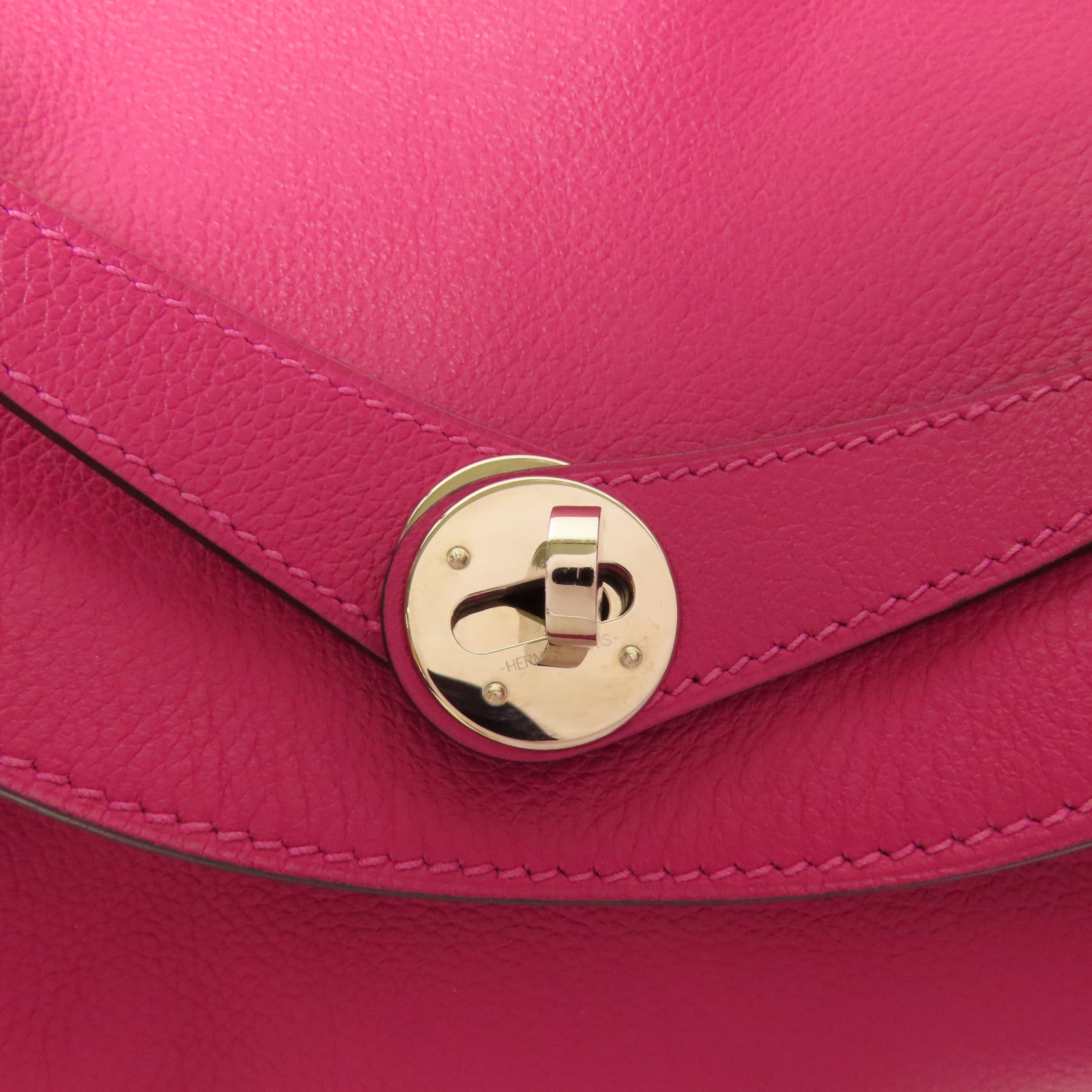 HERMES PHW Lindy 30 2Way Shoulder Hand Bag Evercolor Leather Rose Purple