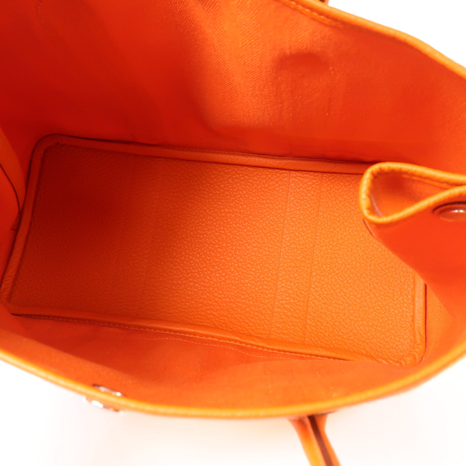 HERMES 帆布Garden Party PM銀扣手挽袋Orange