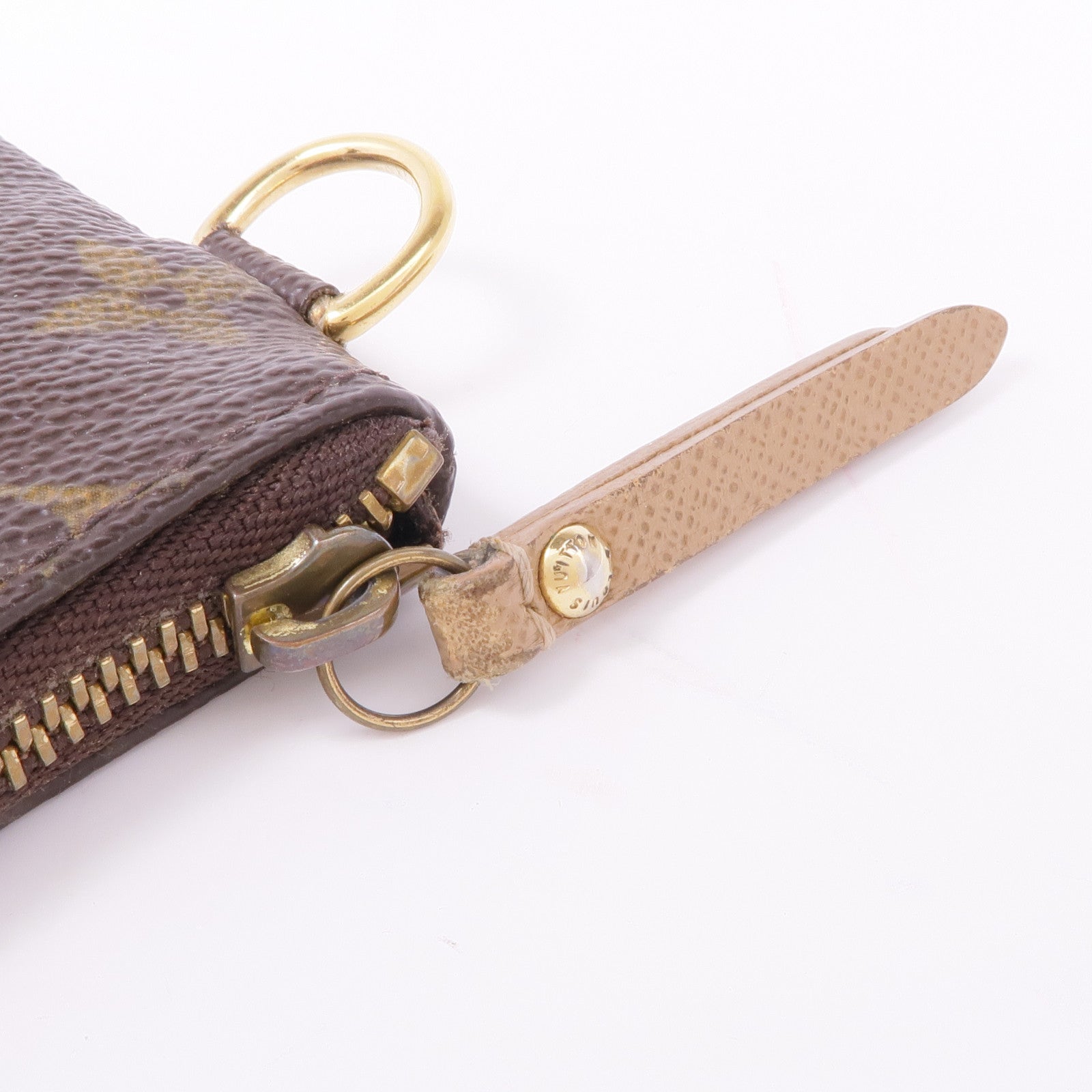 LOUIS VUITTON Monogram Pochette Cre T & B金扣零錢包