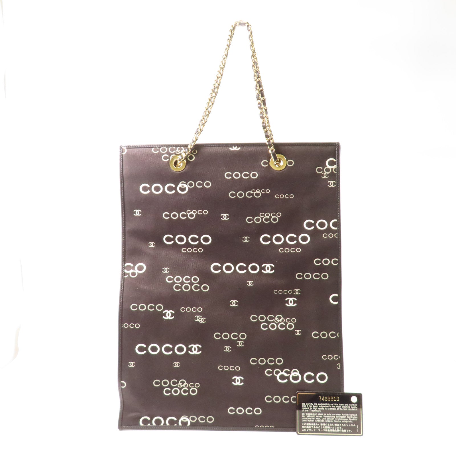 CHANEL 帆布Tote Bag金扣鏈帶手挽袋黑色