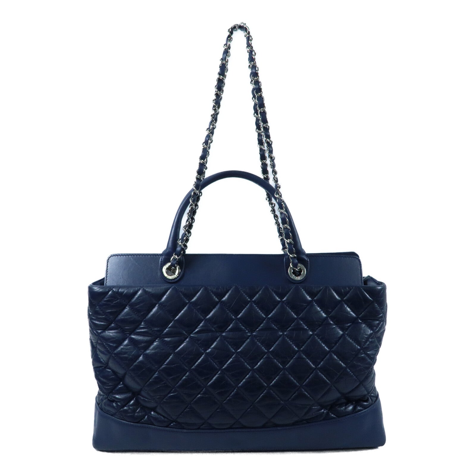 CHANEL 牛皮皮革Chain Shoulder銀扣鏈帶手挽肩背兩用袋