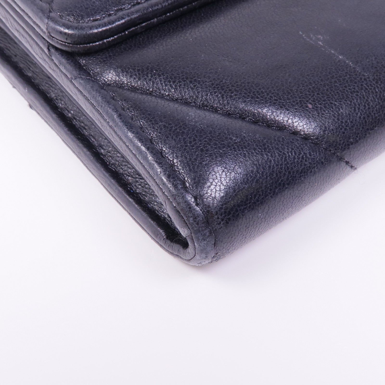 CHANEL 羊皮皮革Wallet銀扣長錢包