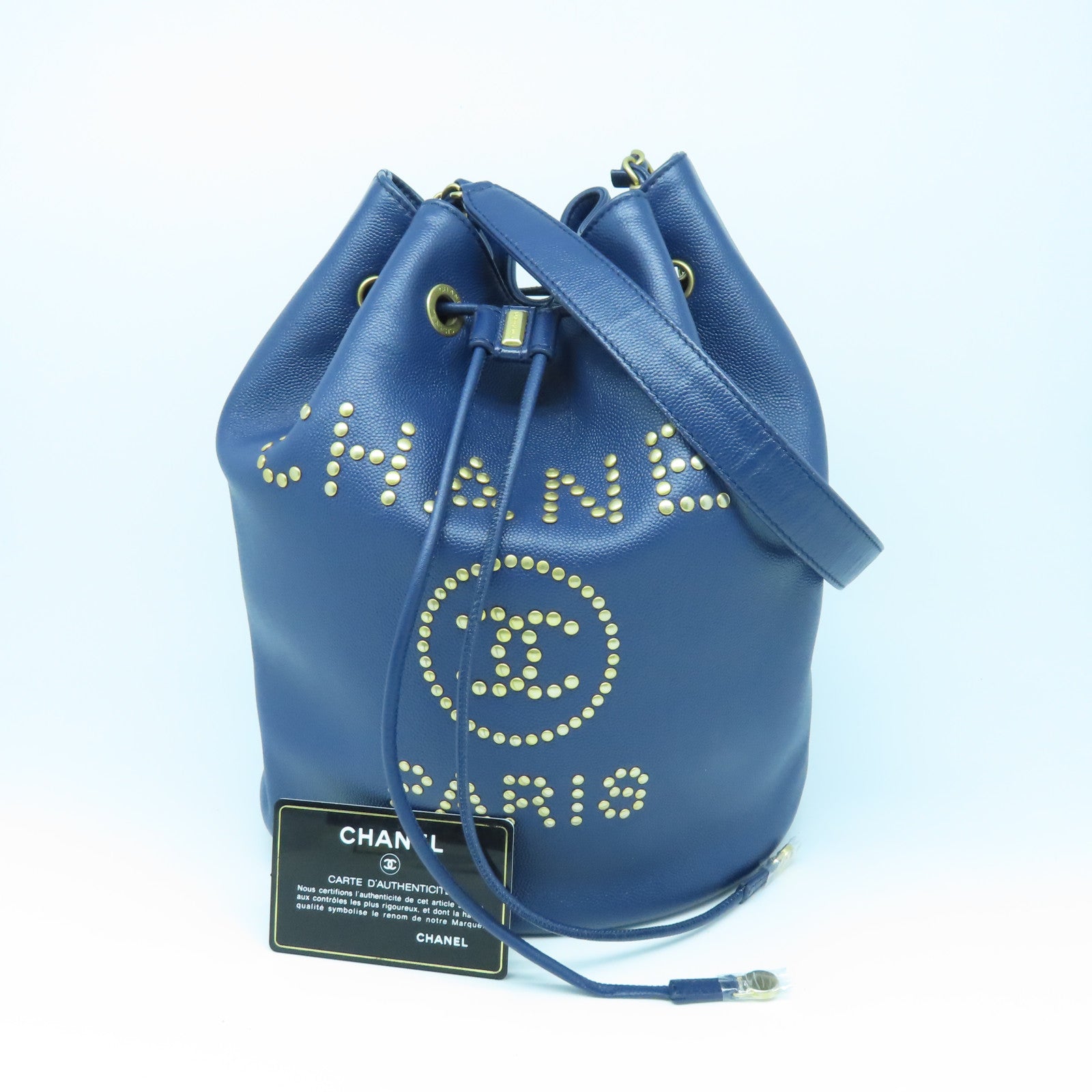 CHANEL 【清倉大減價】Caviar皮革Chain Shoulder Bag金扣鏈帶肩背袋藍色