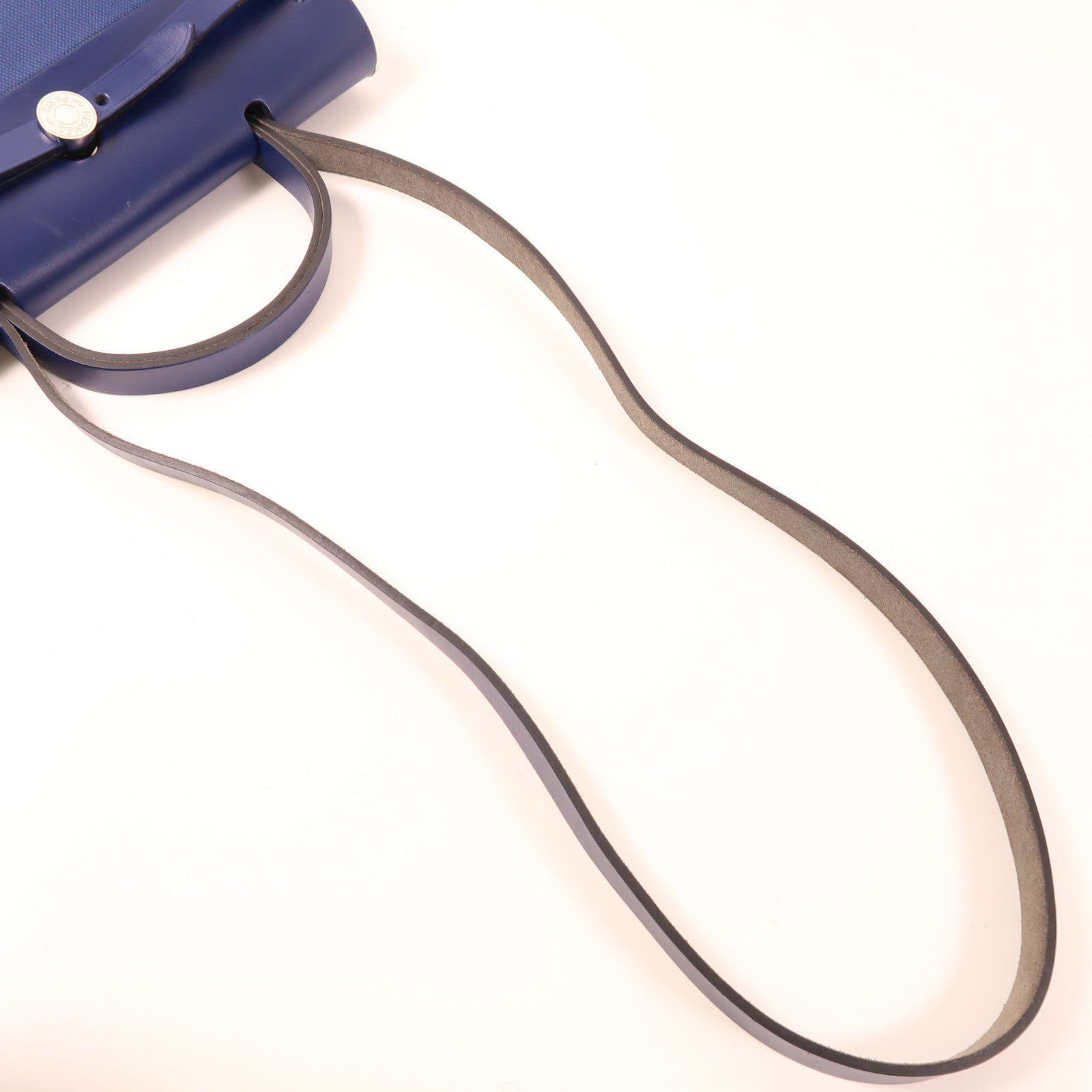 HERMES 【激減優惠】帆布Herbag PM銀扣手挽肩背兩用袋Bleu Brighton藍色