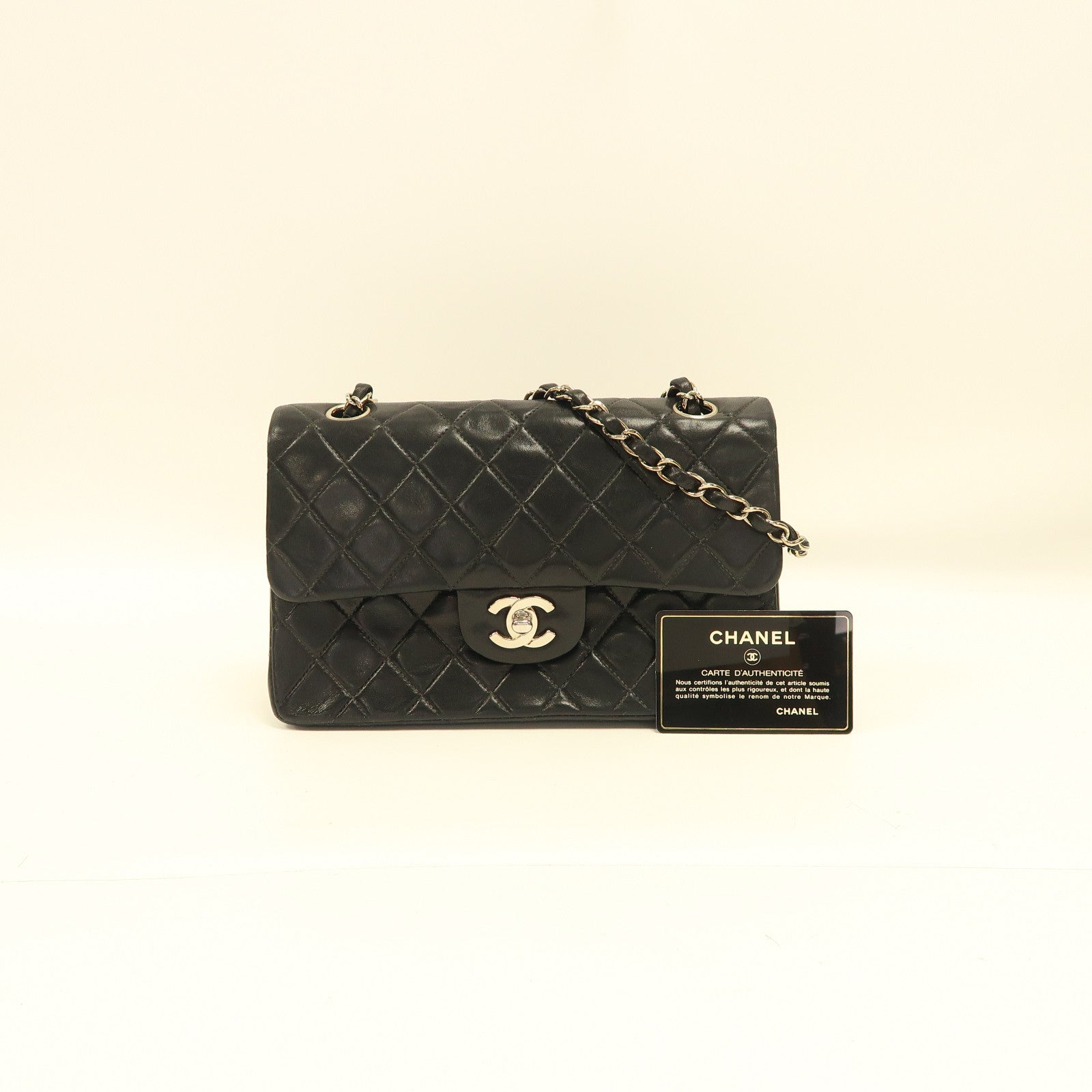 CHANEL 【激減優惠】菱格牛皮皮革Classic Chain Shoulder Bag銀扣鏈帶肩背袋黑色