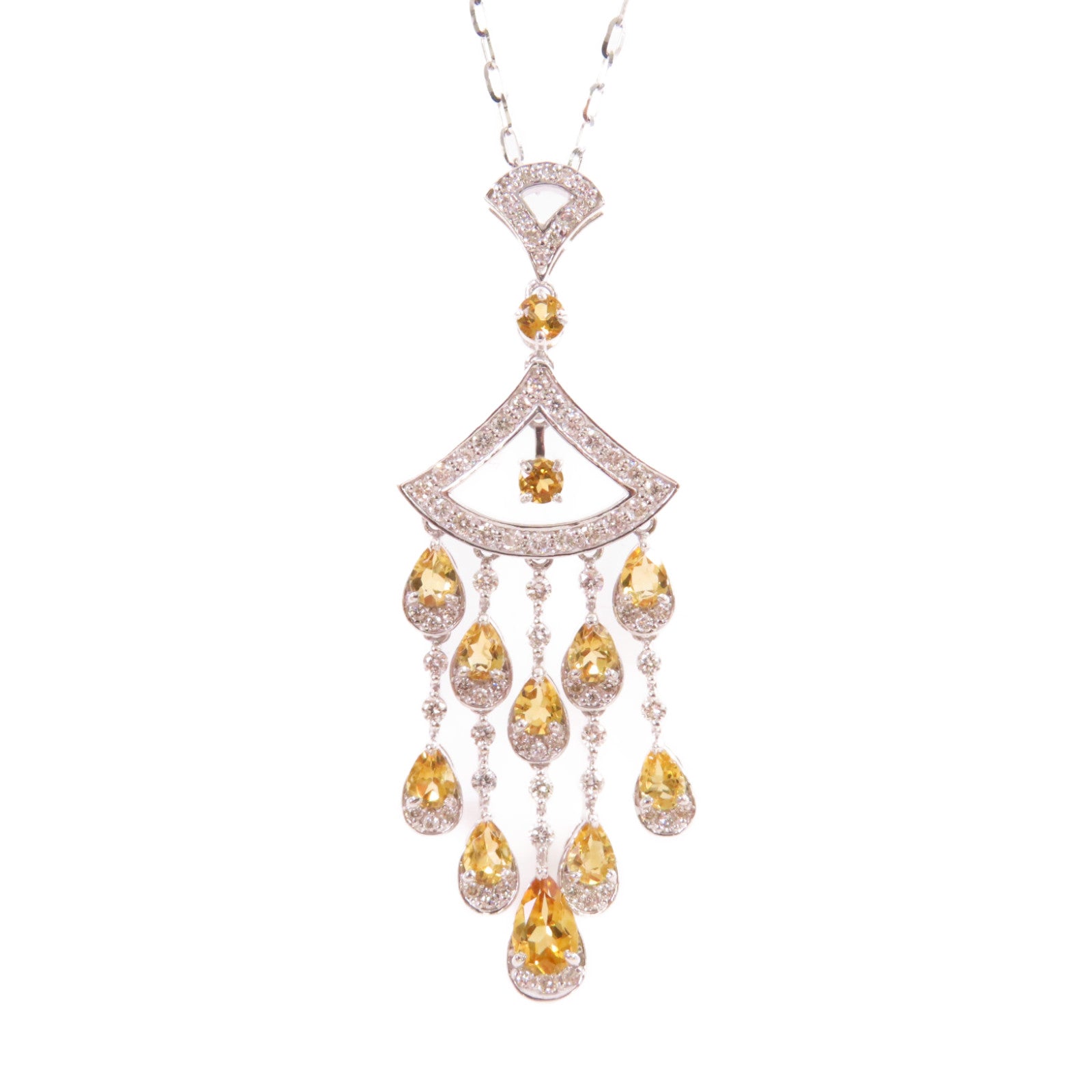 JEWELRY 18K白金/1.83ct黃色寶石/0.75ct鑚石Color Stone Diamond Necklace項鍊