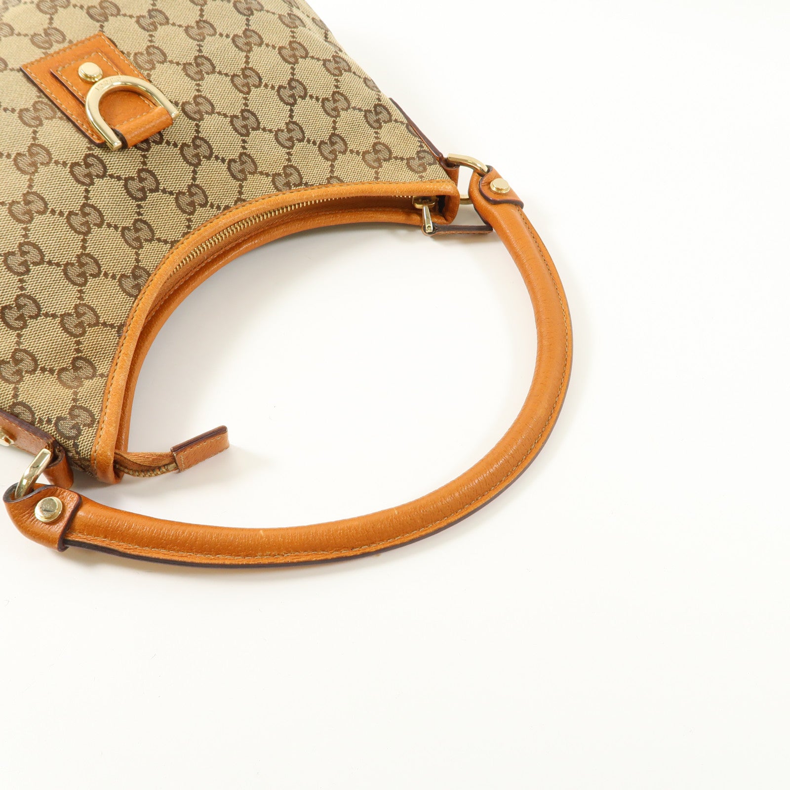 GUCCI 帆布Abbey D Ring Hobo Bag金扣手挽袋棕色