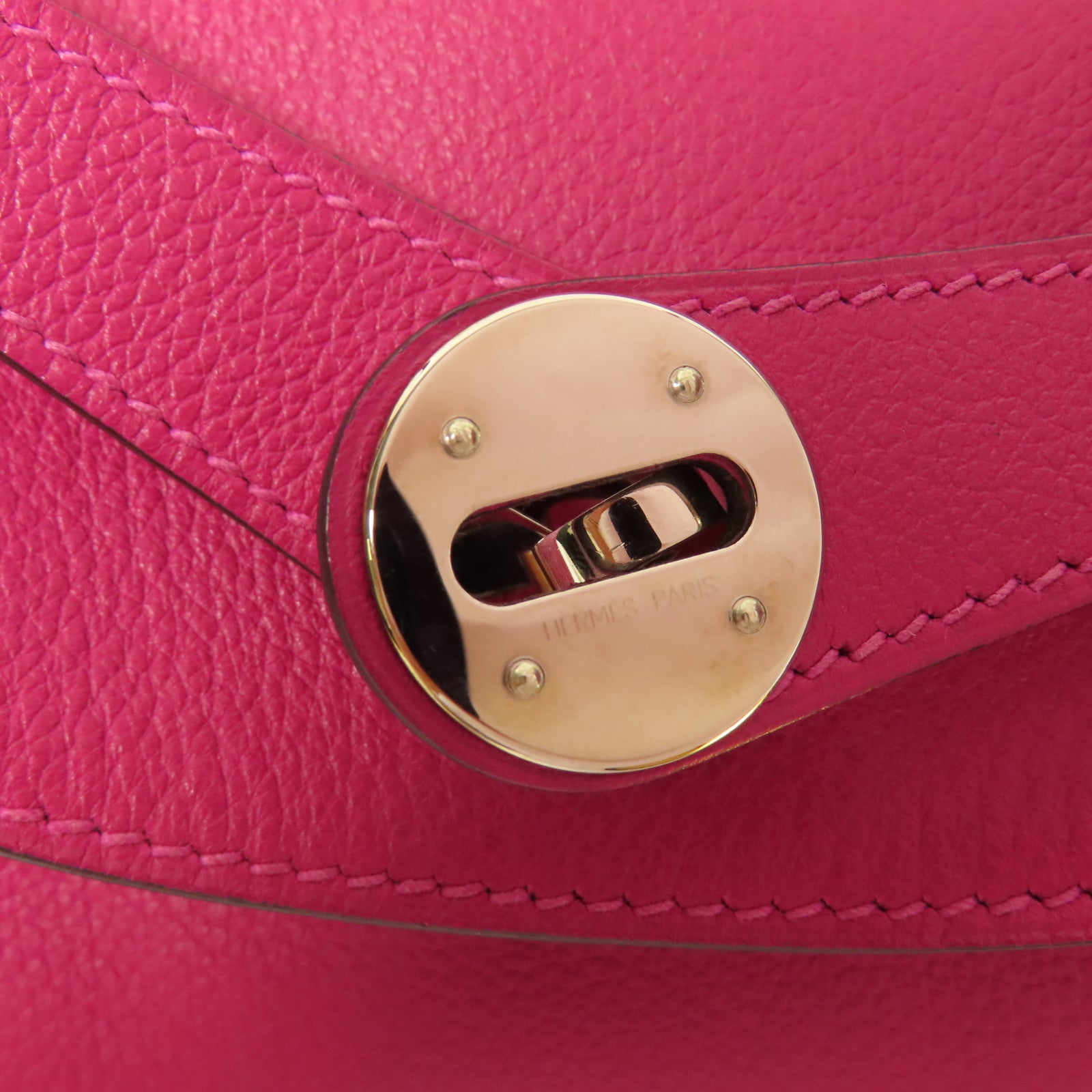 HERMES PHW Lindy 30 2Way Shoulder Hand Bag Evercolor Leather Rose Purple