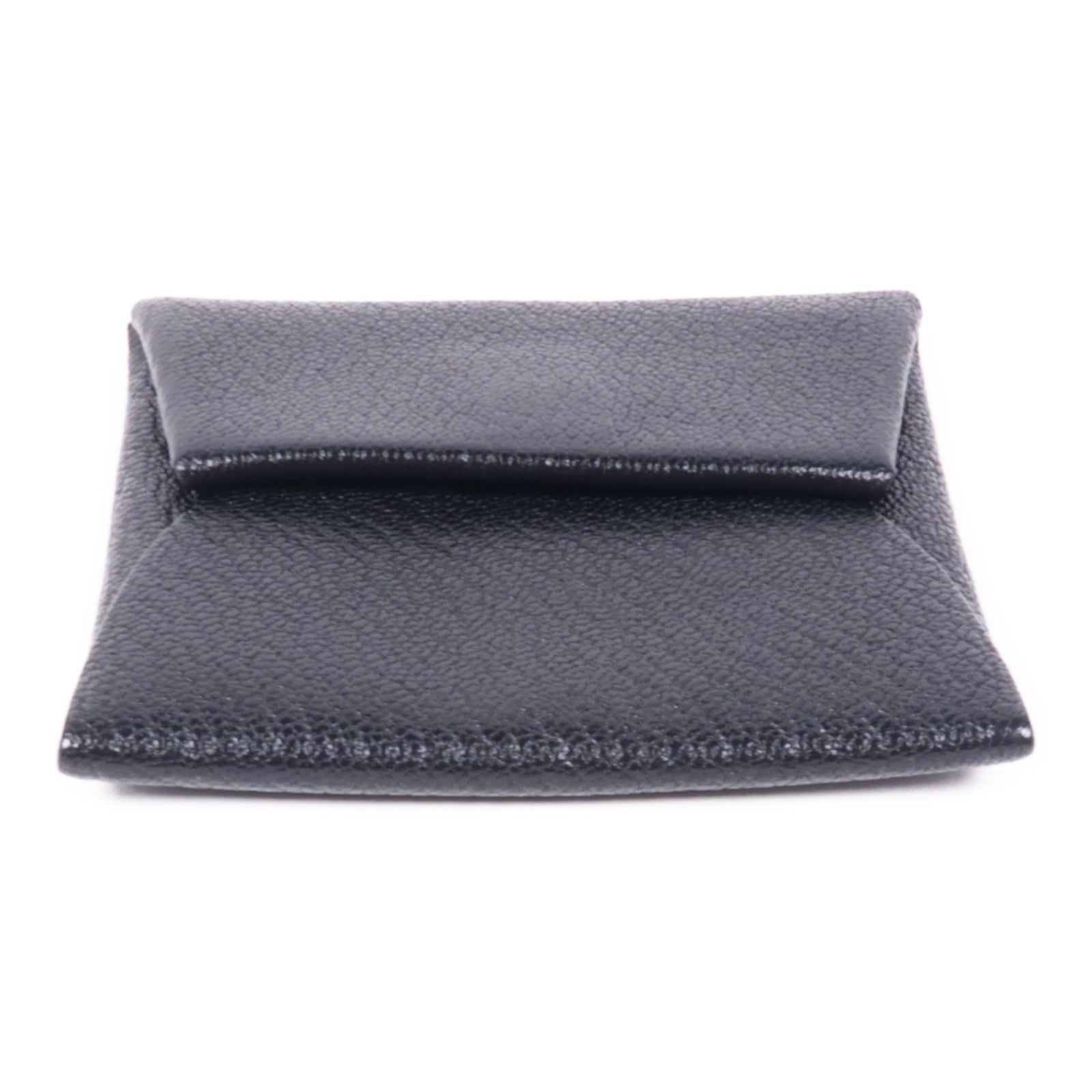 HERMES PHW Coin Purse Chevre Leather Noir Black