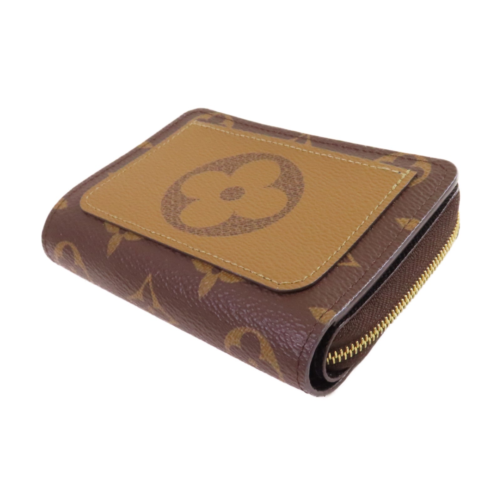 LOUIS VUITTON Monogram Lou Wallet金扣迷你錢包啡色