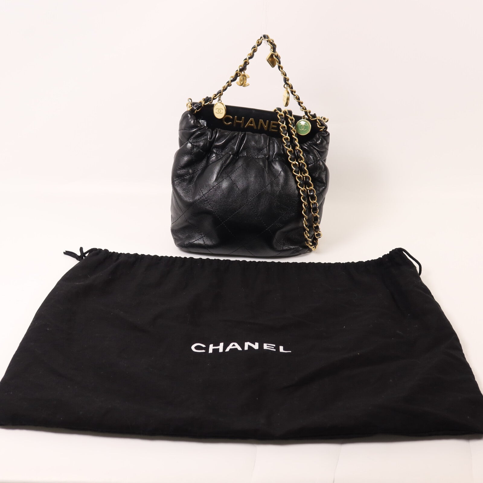 CHANEL 羊皮皮革Mini Resin Charms Bag鏈帶手挽肩背兩用袋