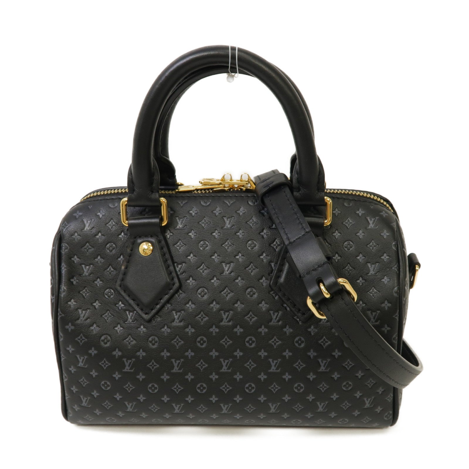 LOUIS VUITTON Nanogram Speedy Bandouliere 20金扣手挽肩背兩用袋黒色