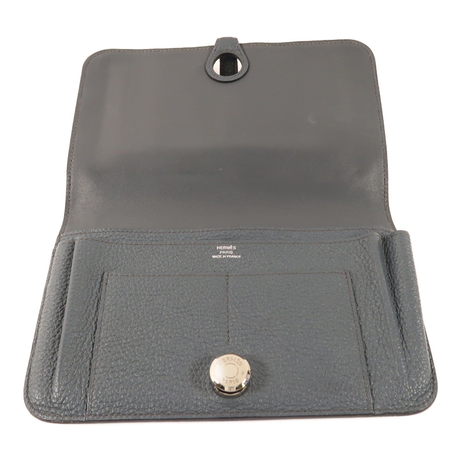 HERMES PHW Dogon GM Long Wallet Togo Leather Grey