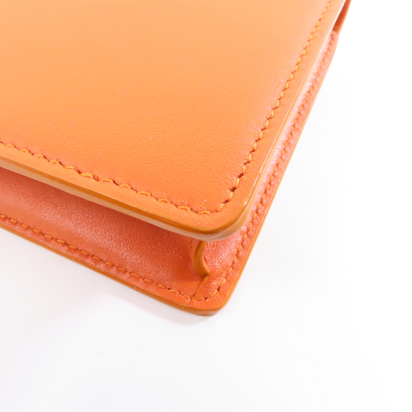 BVLGARI 【激減優惠】牛皮皮革Chain Shoulder金扣鏈帶肩背袋橙色