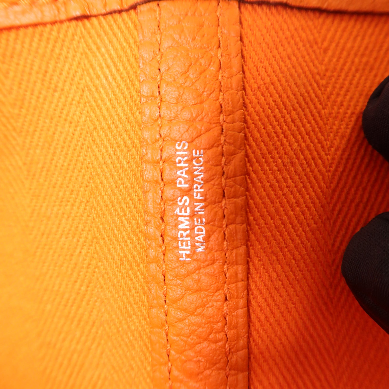 HERMES 帆布Garden Party PM銀扣手挽袋Orange