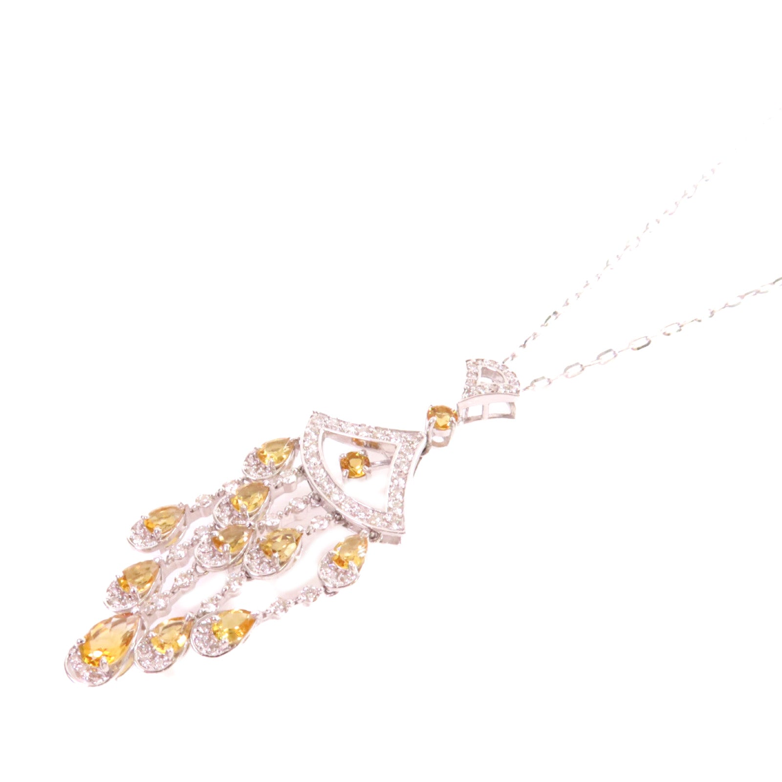 JEWELRY 18K白金/1.83ct黃色寶石/0.75ct鑚石Color Stone Diamond Necklace項鍊