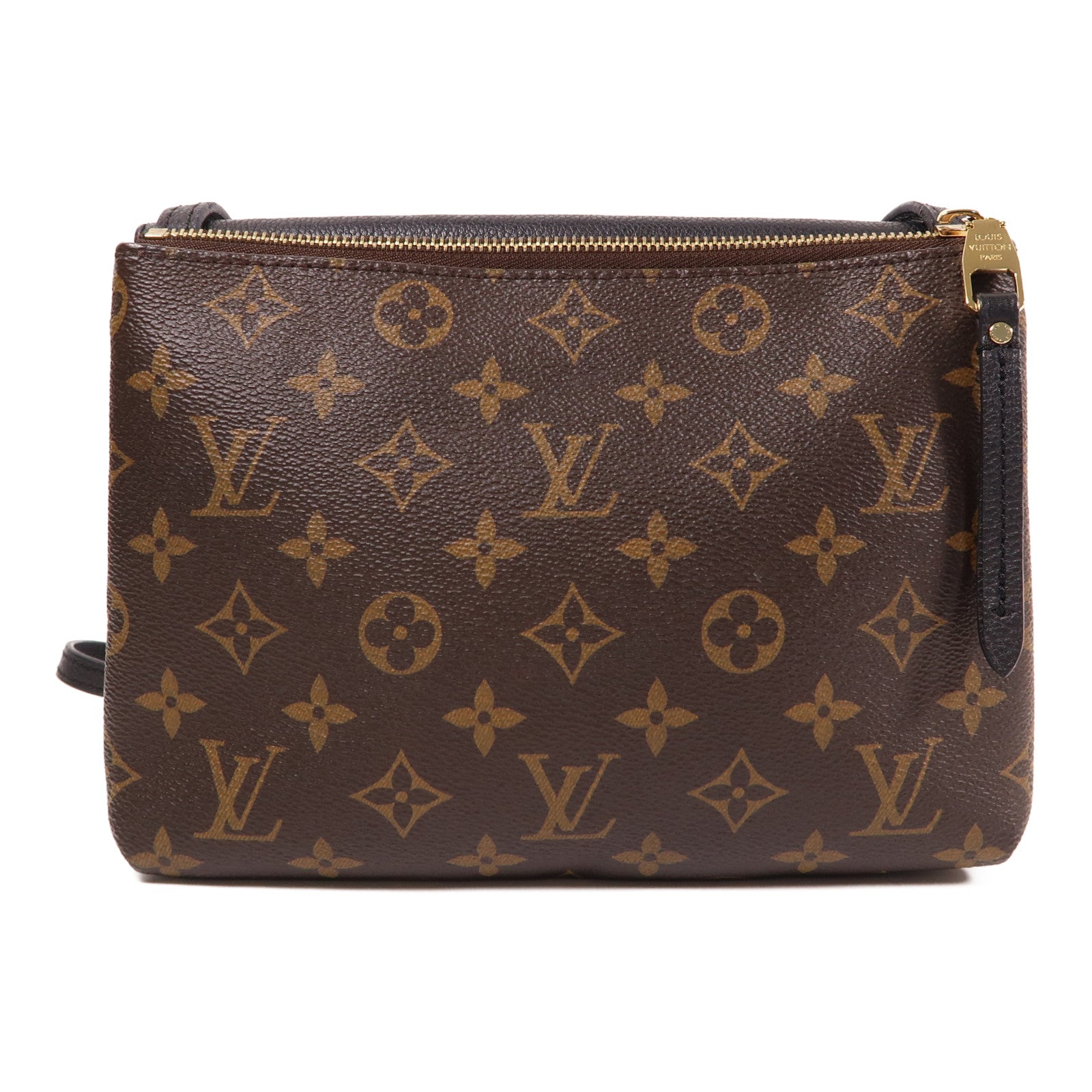 LOUIS VUITTON Monogram Twice Shoulder Bag金扣肩背袋啡色/黑色
