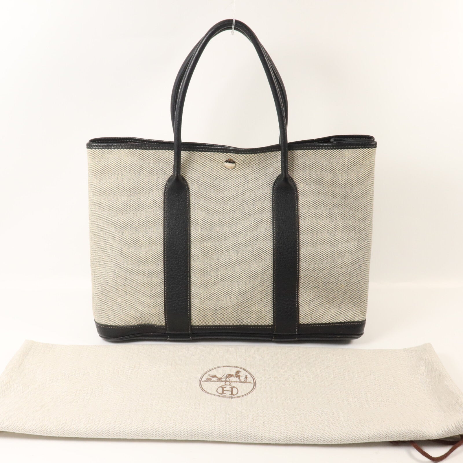 HERMES 帆布Garden Party PM手挽袋Noir