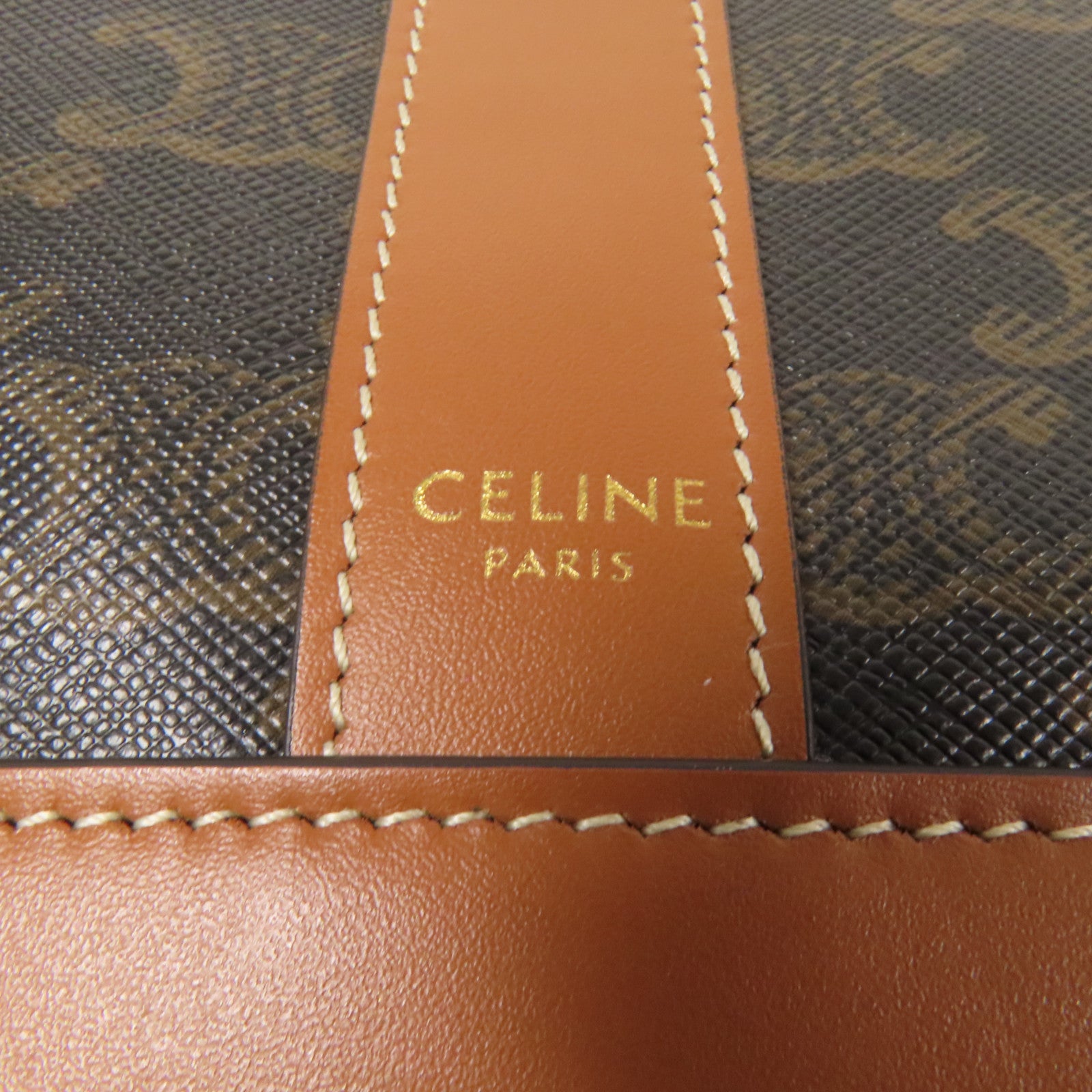 CELINE 塗層帆布Triomphe Bucket金扣肩背袋