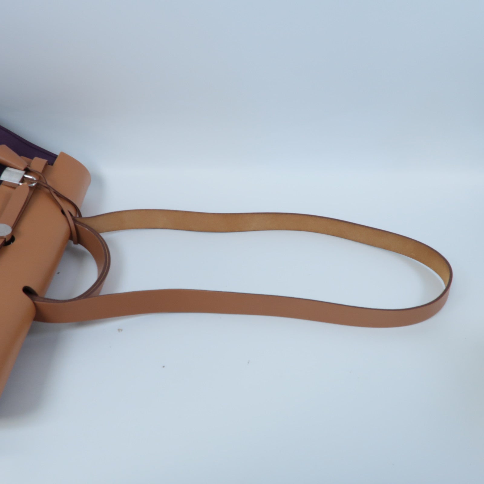 HERMES 【激減優惠】帆布Herbag GM銀扣手挽肩背兩用袋紫色
