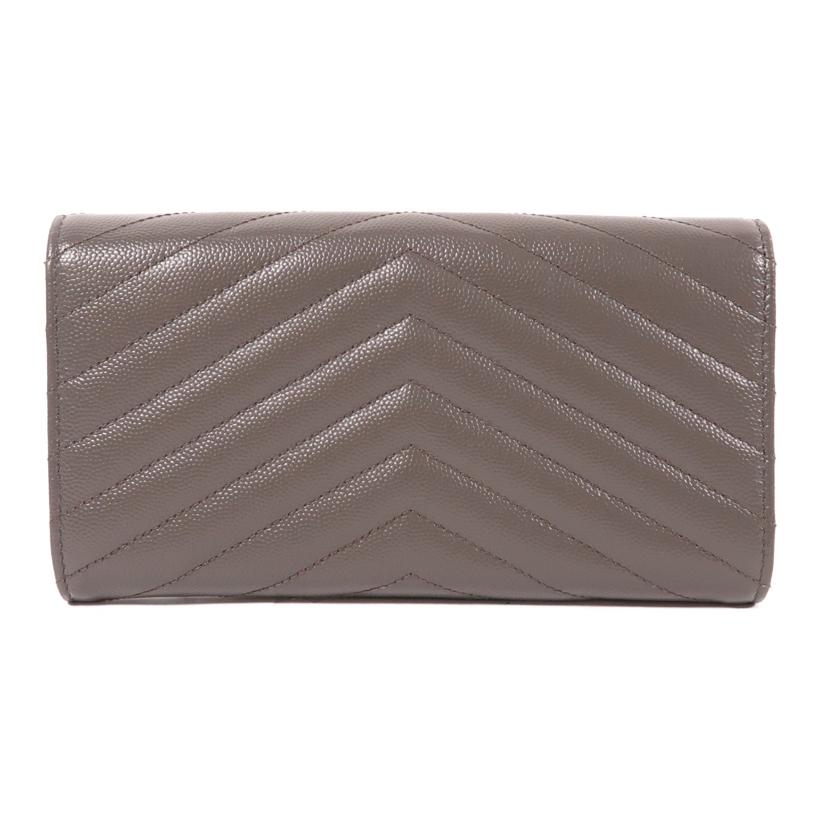 YVES SAINT LAURENT 牛皮皮革Long Wallet銀扣長錢包