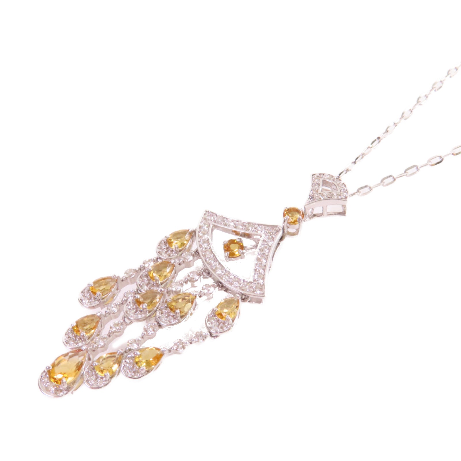 JEWELRY 18K白金/1.83ct黃色寶石/0.75ct鑚石Color Stone Diamond Necklace項鍊