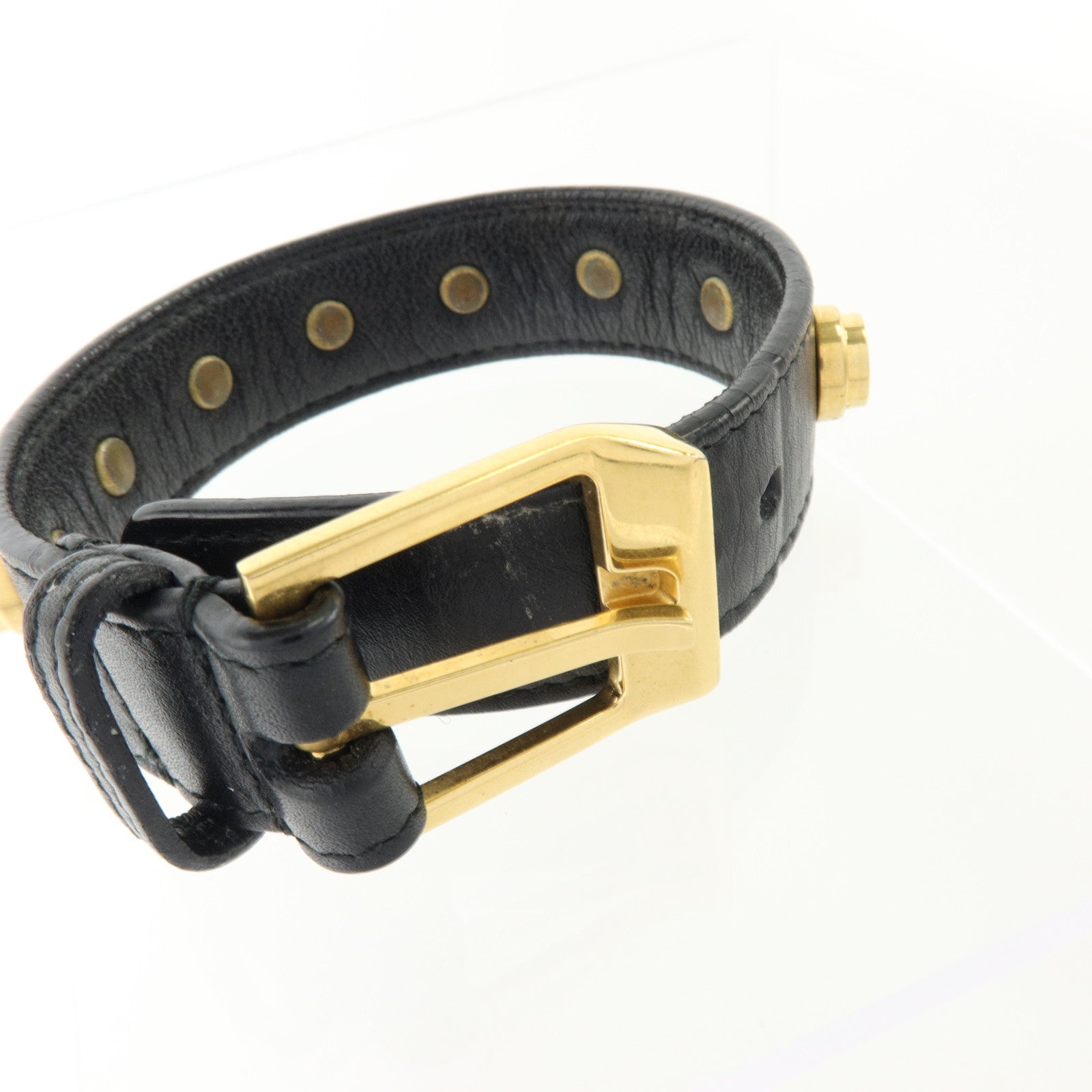 SAINT LAURENT 牛皮皮革/金屬Studded De Force Bracelet手鏈