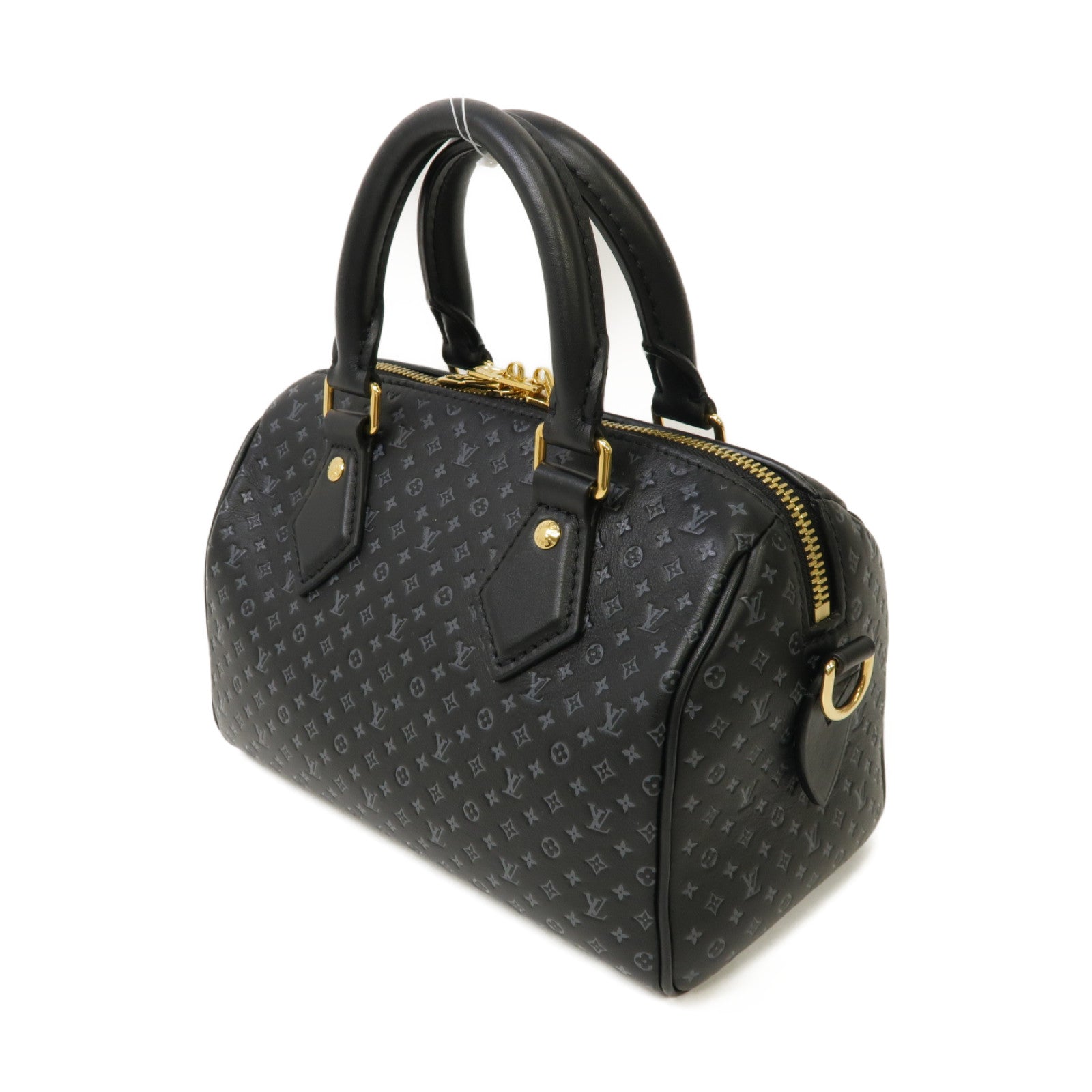 LOUIS VUITTON Nanogram Speedy Bandouliere 20金扣手挽肩背兩用袋黒色