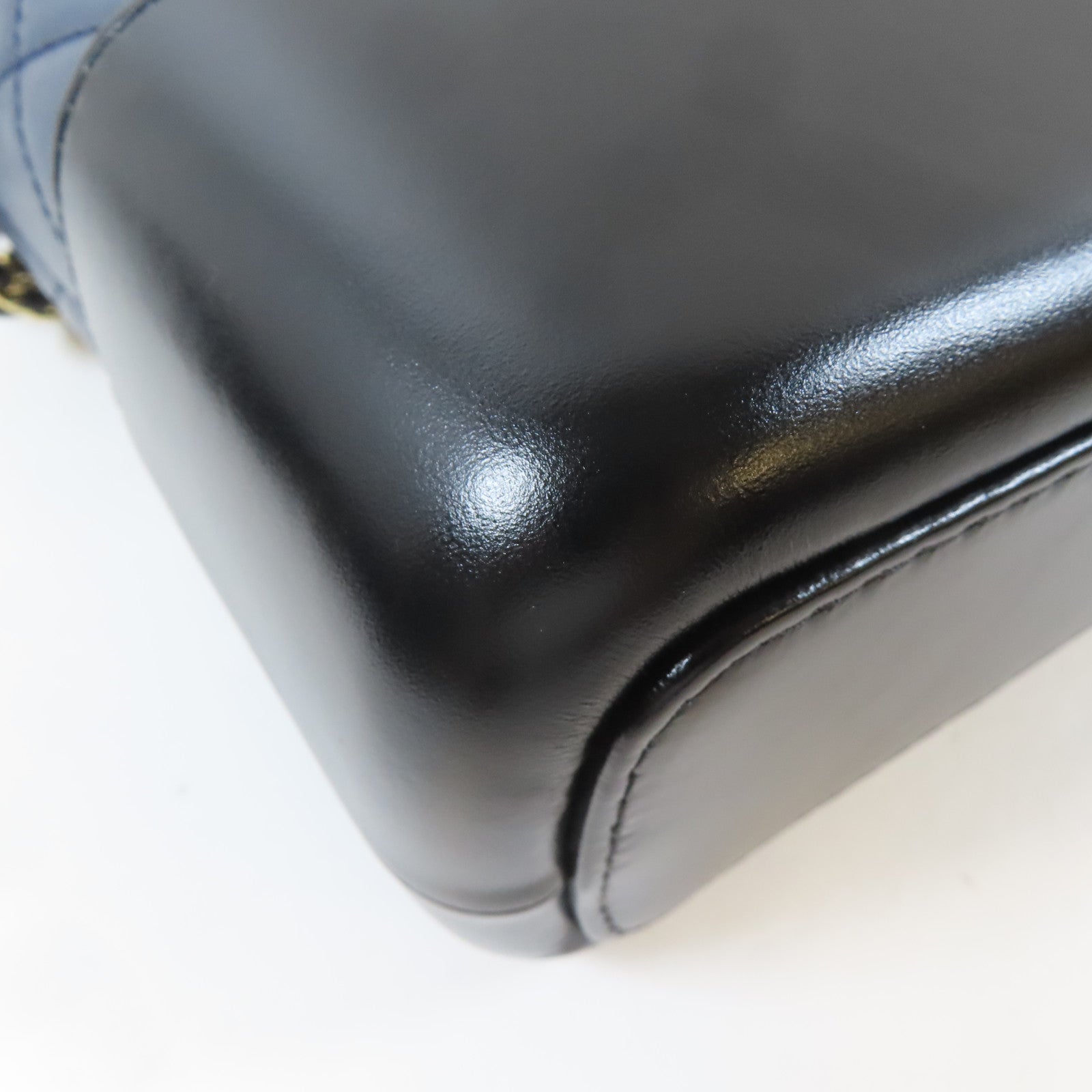 CHANEL 菱格牛皮皮革Gabrielle Large金扣/銀扣鏈帶肩背袋藍色