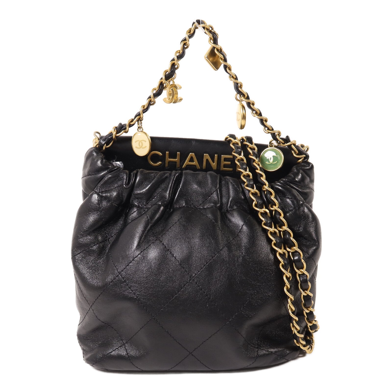 CHANEL 羊皮皮革Mini Resin Charms Bag鏈帶手挽肩背兩用袋