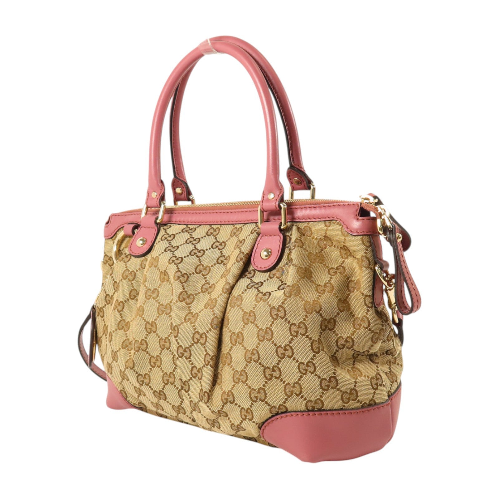 GUCCI GG帆布2Way Shoulder金扣手挽肩背兩用袋