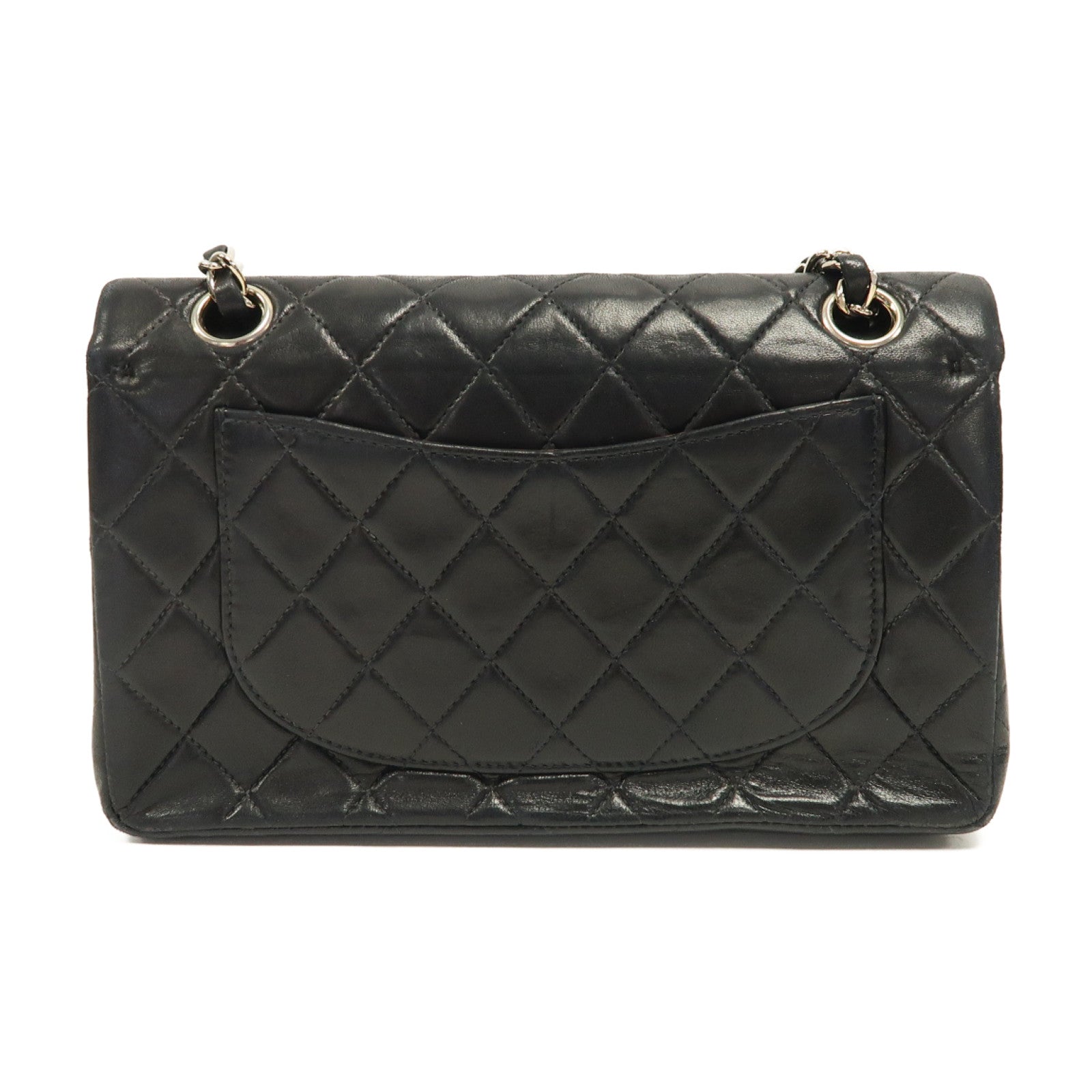 CHANEL 【激減優惠】菱格牛皮皮革Classic Chain Shoulder Bag銀扣鏈帶肩背袋黑色