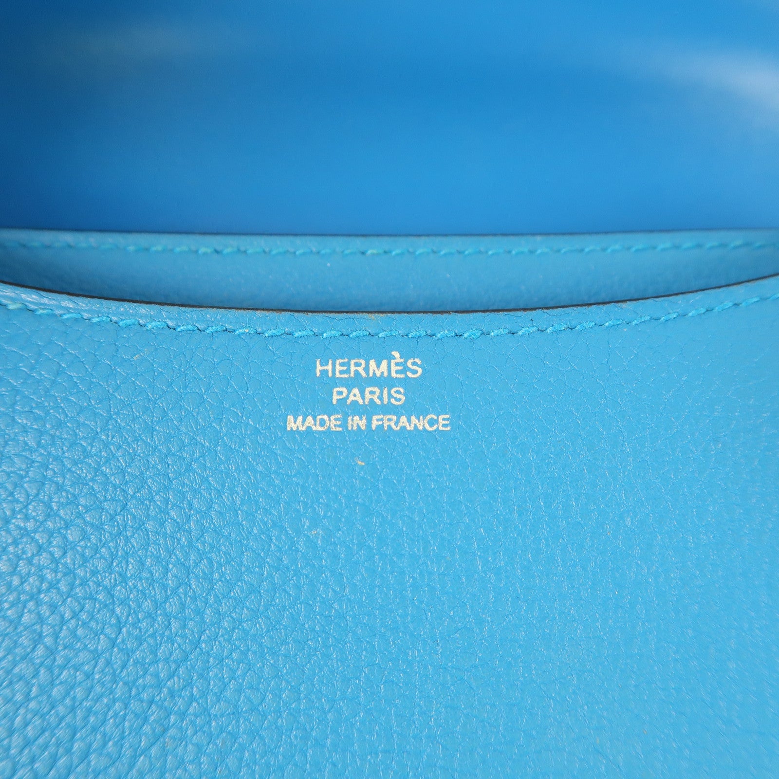 HERMES 【激減優惠】Evercolor皮革Constance Mini銀扣肩背袋7W Bleu Izmir