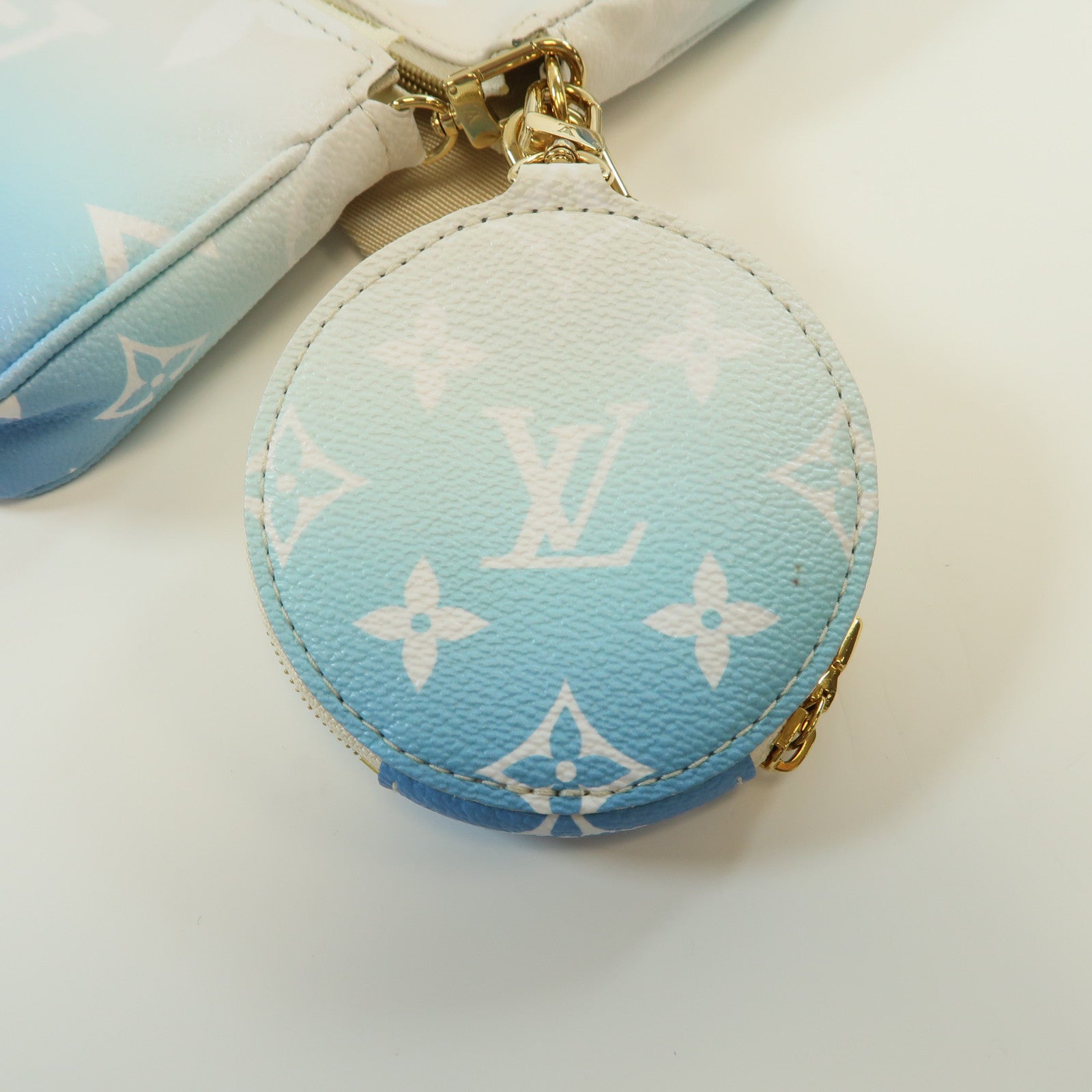 LOUIS VUITTON Monogram Multi Pochette金扣肩背袋藍色/白色