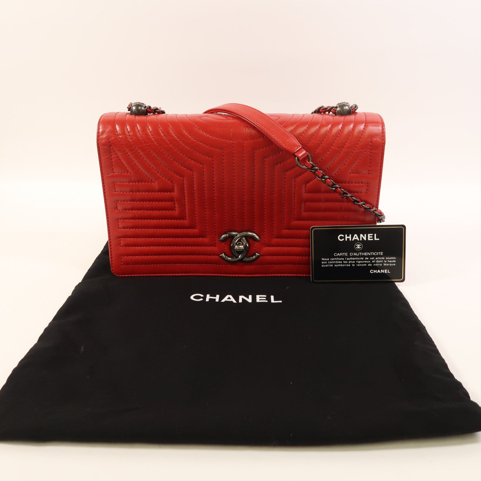 CHANEL 牛皮皮革Chain Shoulder鏈帶肩背袋