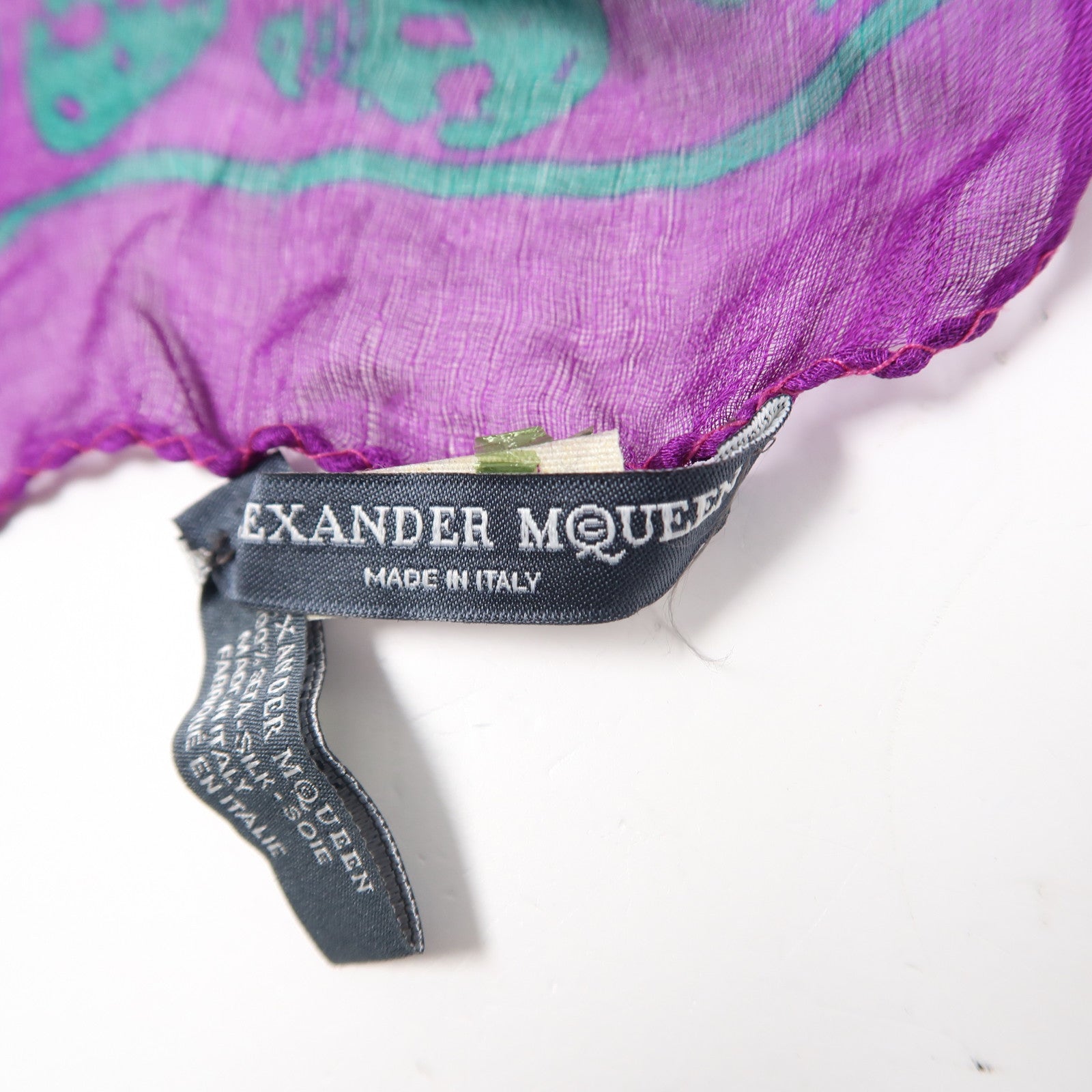 Alexander McQueen 絲質Alexander Mcqueen Scarf絲巾紫色/綠色