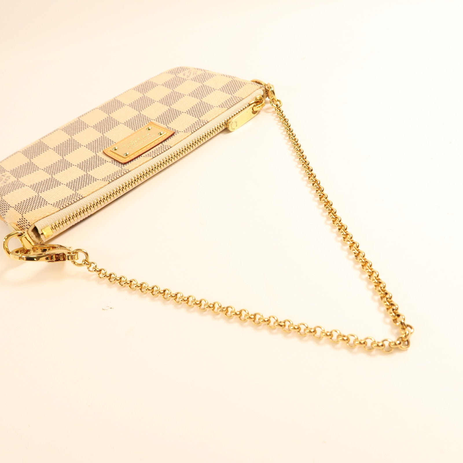 LOUIS VUITTON Damier Azur Shoulder Bag金扣鏈帶肩背袋