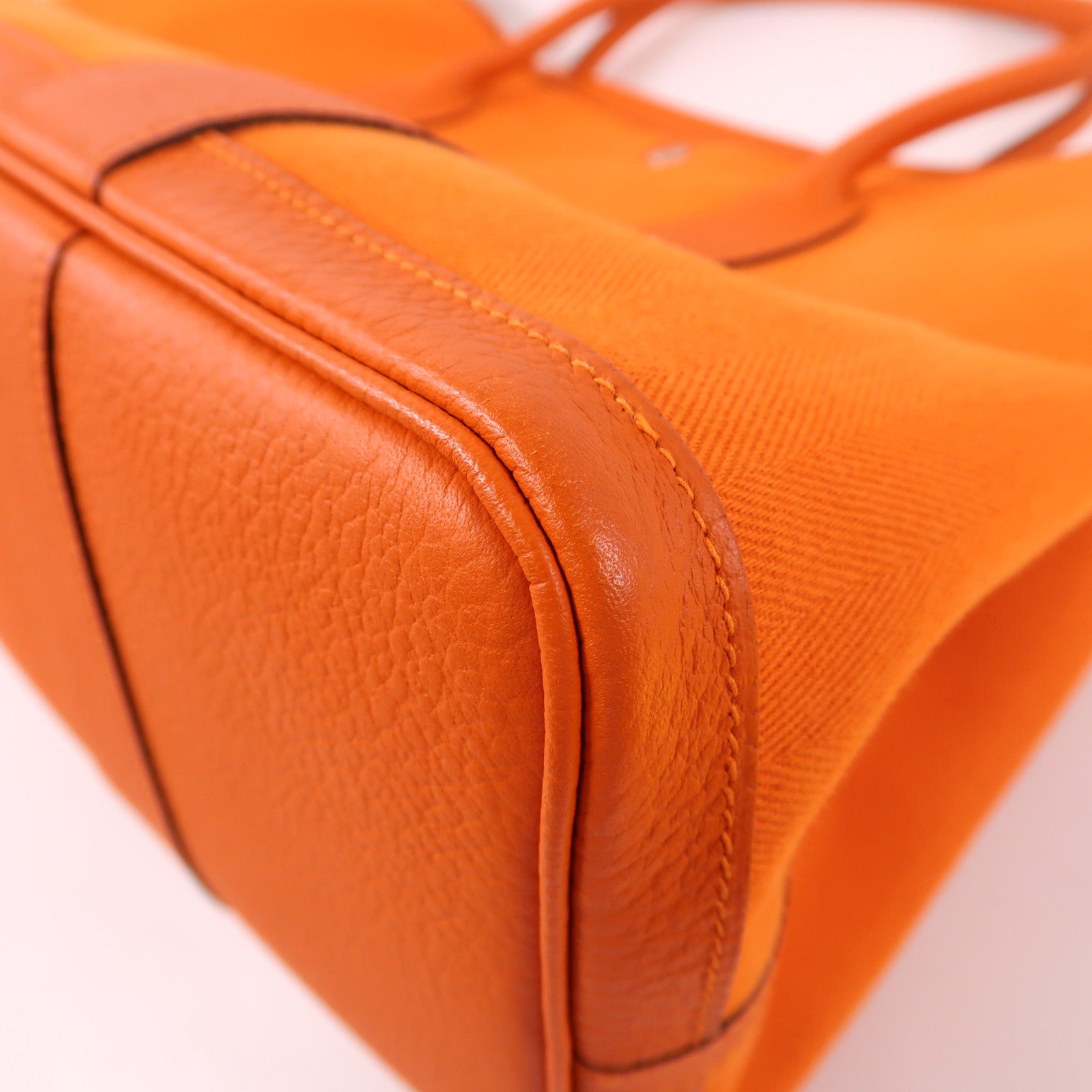 HERMES 帆布Garden Party PM銀扣手挽袋Orange