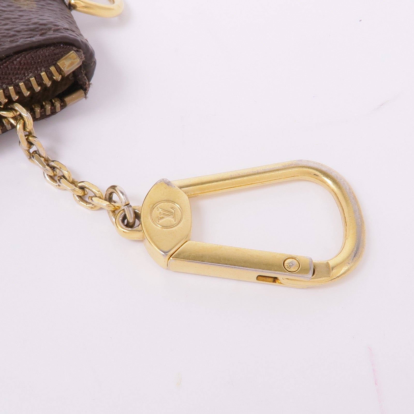 LOUIS VUITTON Monogram Pochette Cre T & B金扣零錢包