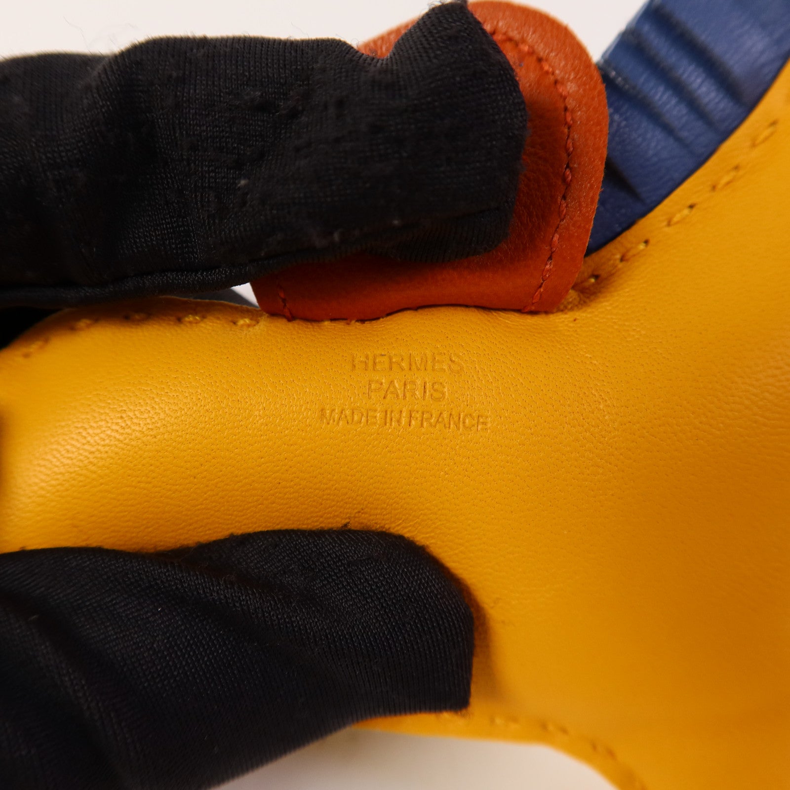 HERMES 【激減優惠】Milo皮革Rodeo MM掛飾Jaune Ambre/Bleu Agate