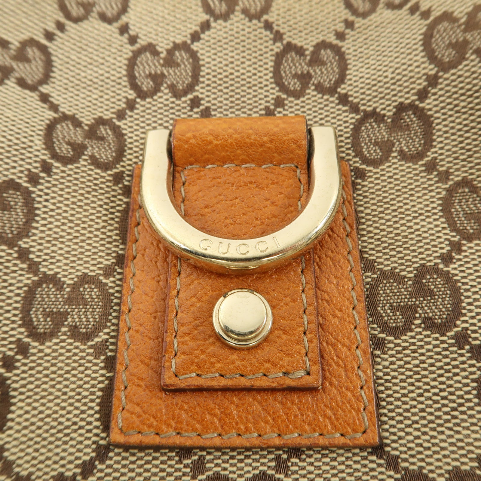 GUCCI 帆布Abbey D Ring Hobo Bag金扣手挽袋棕色