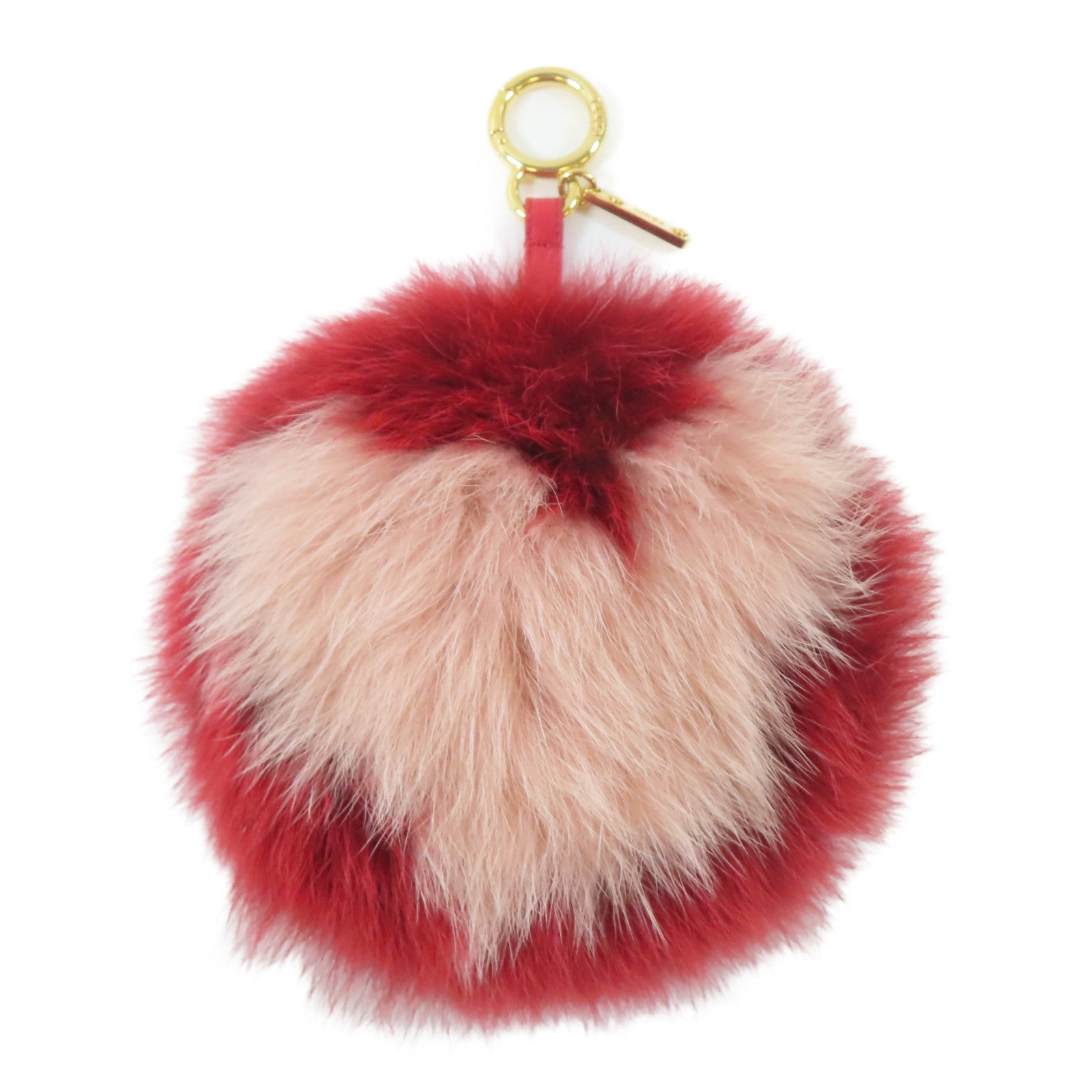 FENDI 毛皮Keychain Charm金扣鎖匙扣紅色/粉紅色