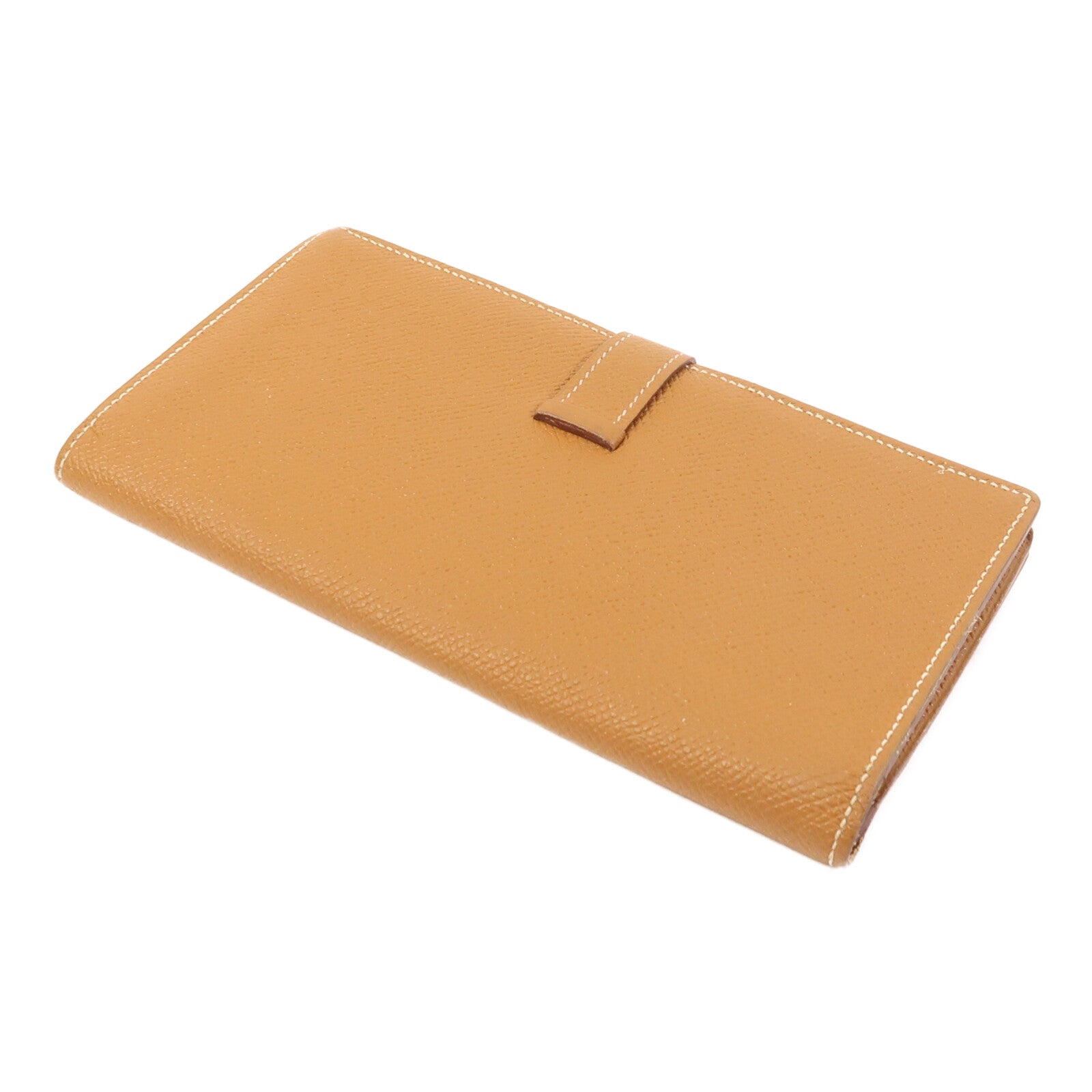 HERMES 【激減優惠】Epsom皮革Bearn W Snap Wallet銀扣長錢包Gold