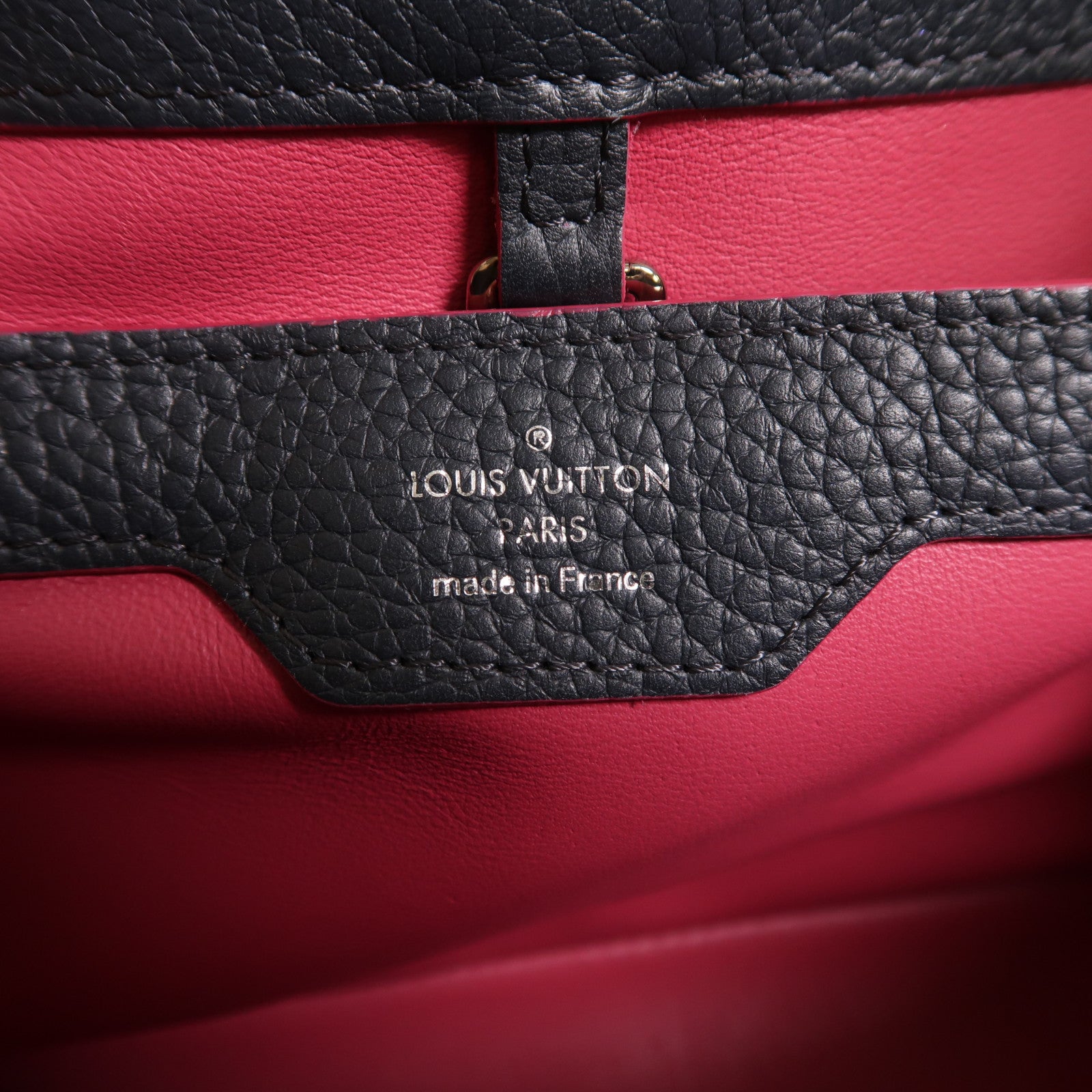 LOUIS VUITTON Taurillon Capucines MM銀扣手挽肩背兩用袋